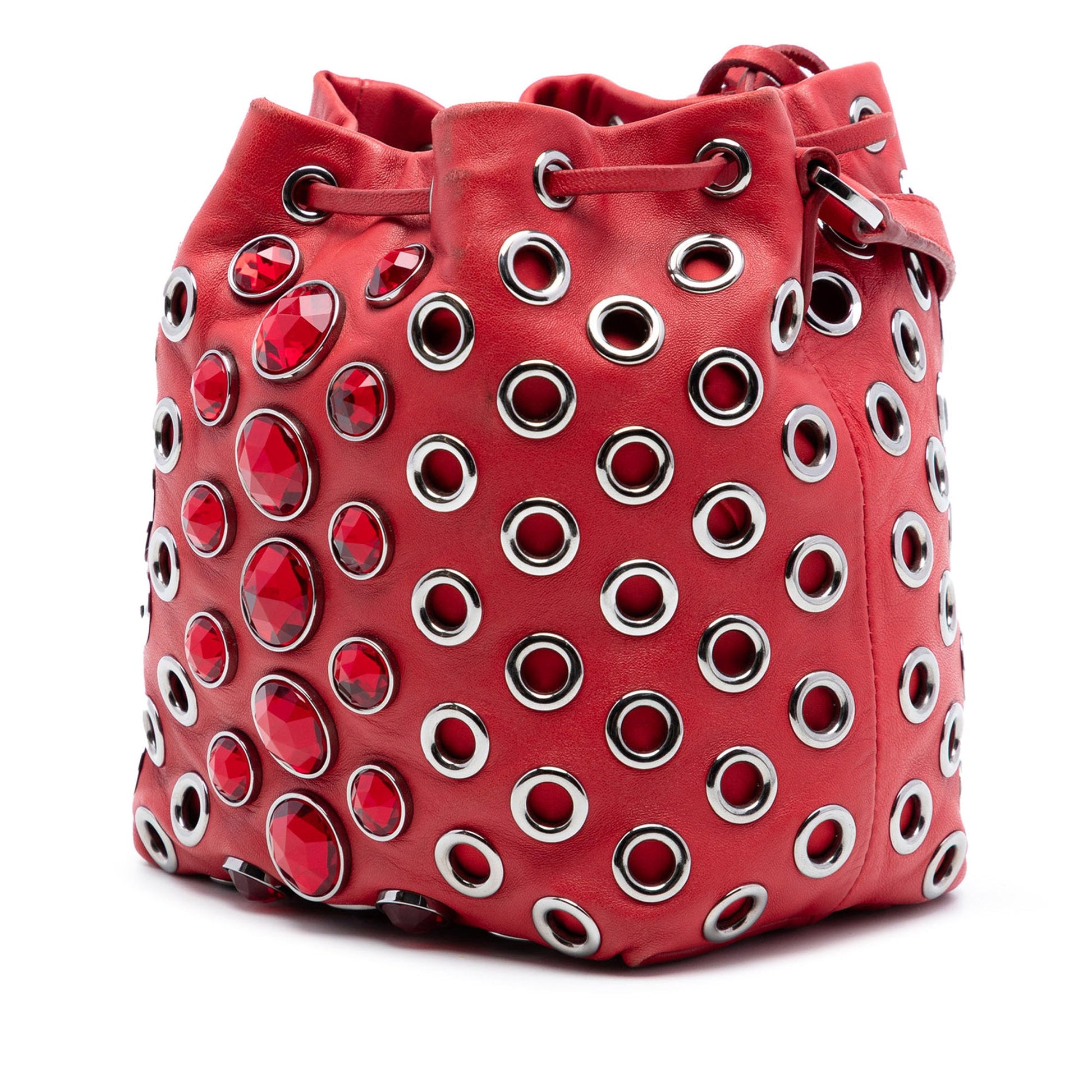 Miu Miu Jeweled Nappa Grommet Starlight Bucket Bag