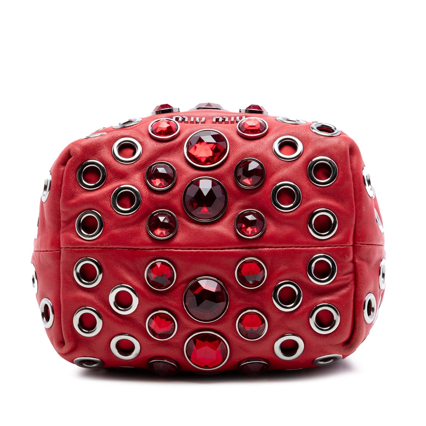 Miu Miu Jeweled Nappa Grommet Starlight Bucket Bag