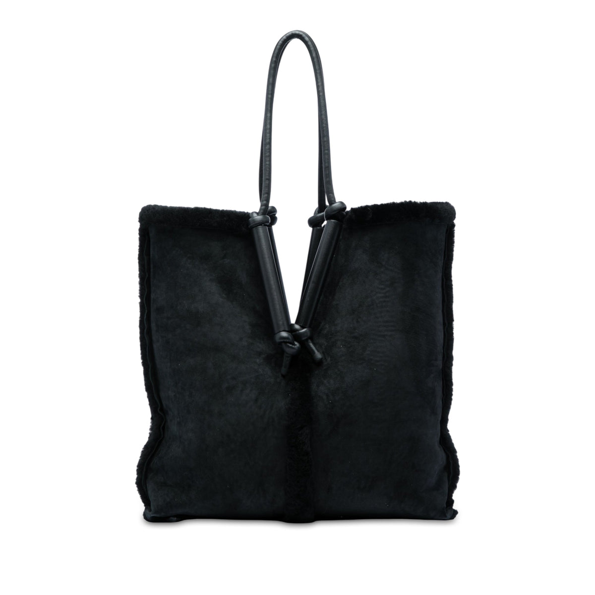 Bottega Veneta Suede and Shearling Bolster Reversible Tote — Black