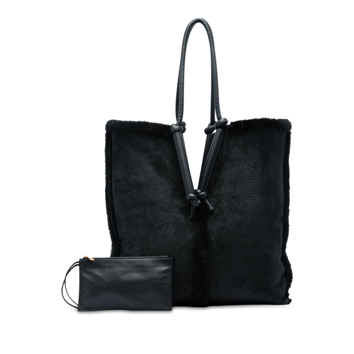 Bottega Veneta Suede and Shearling Bolster Reversible Tote — Black