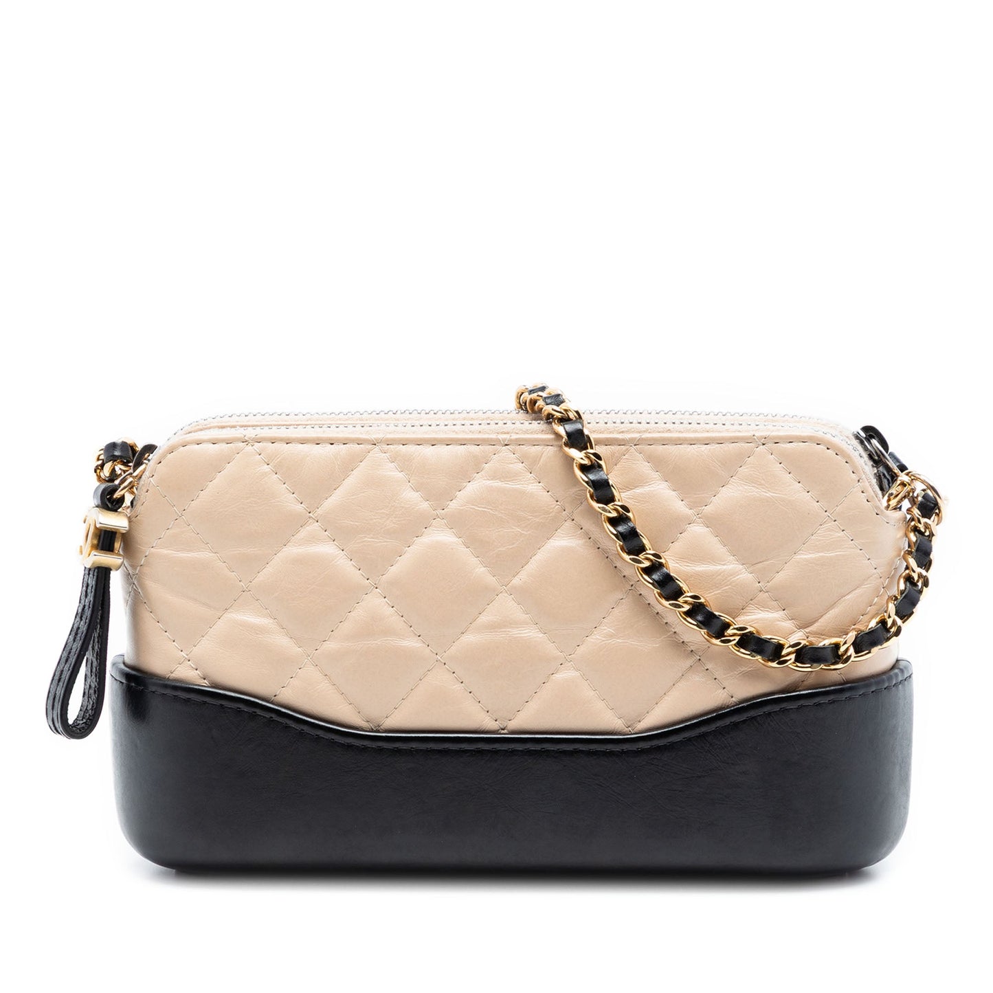 Chanel Bicolor Aged Calfskin Gabrielle Double Zip Clutch with Chain