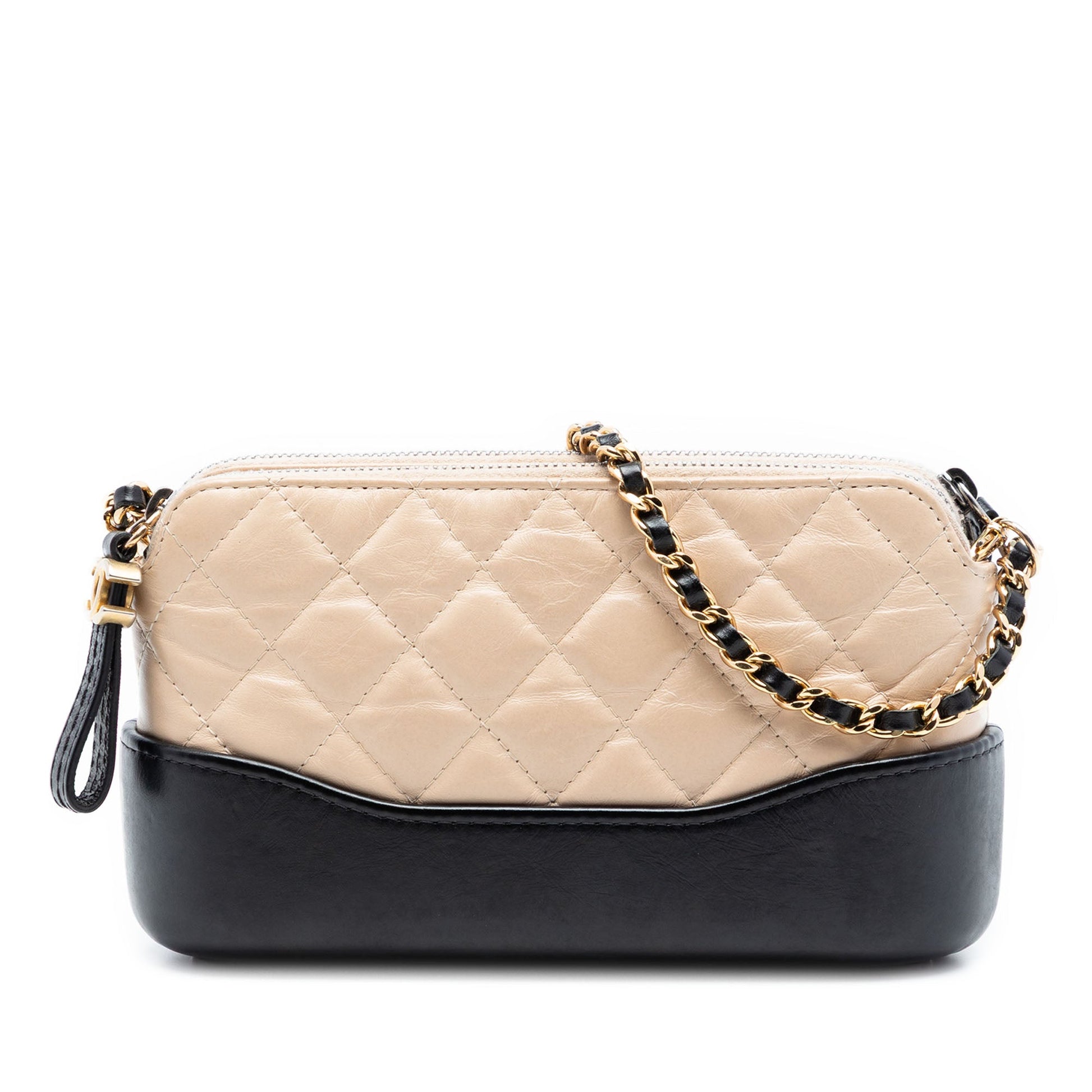 Chanel Bicolor Aged Calfskin Gabrielle Double Zip Clutch with Chain