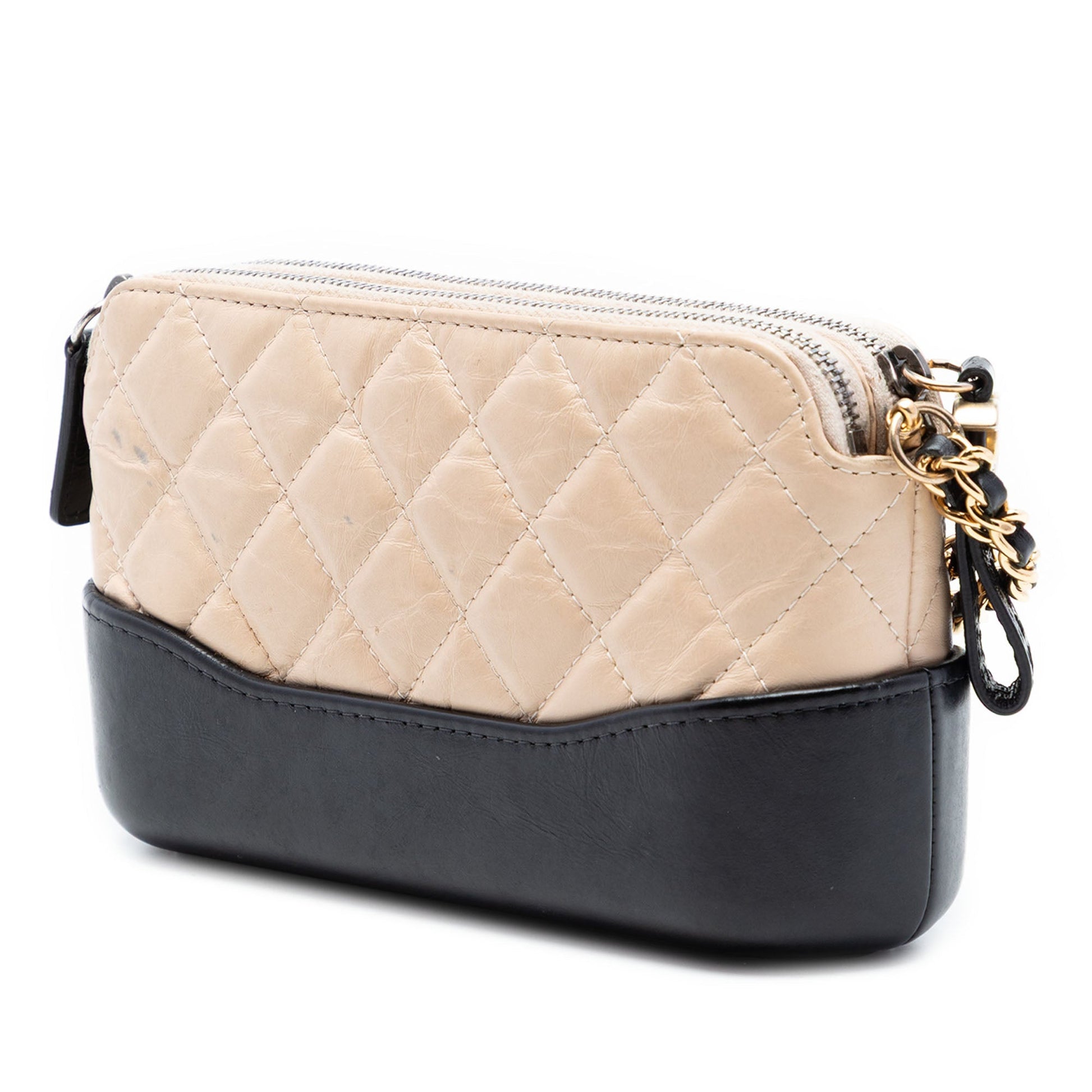 Chanel Bicolor Aged Calfskin Gabrielle Double Zip Clutch with Chain