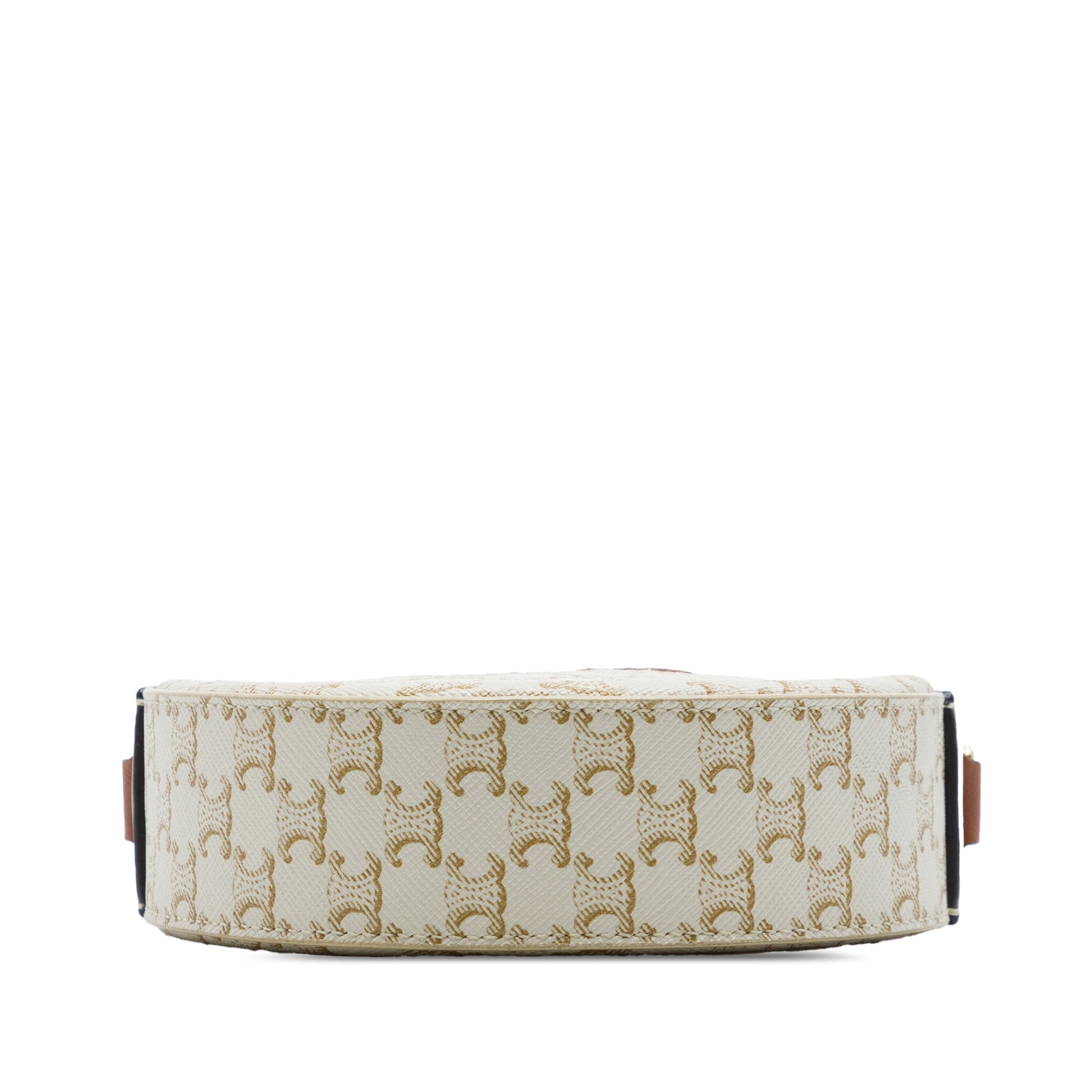 Celine Triomphe Coated Canvas Embroidered Round Purse on Strap