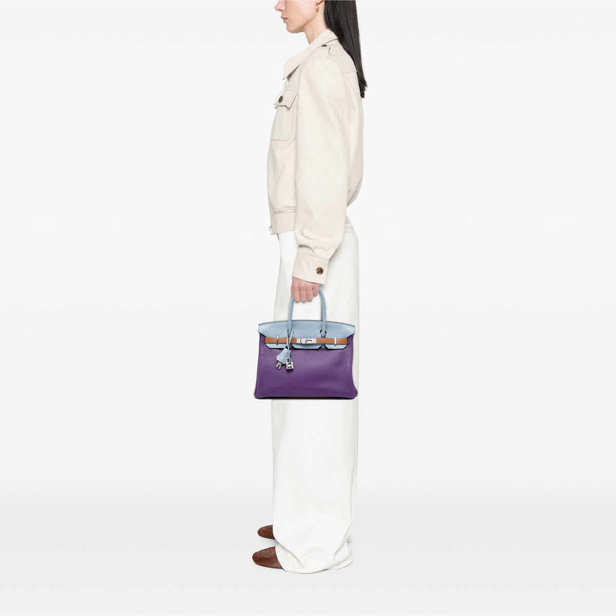 Hermès Clemence Arlequin Birkin Retourne 30 — Purple