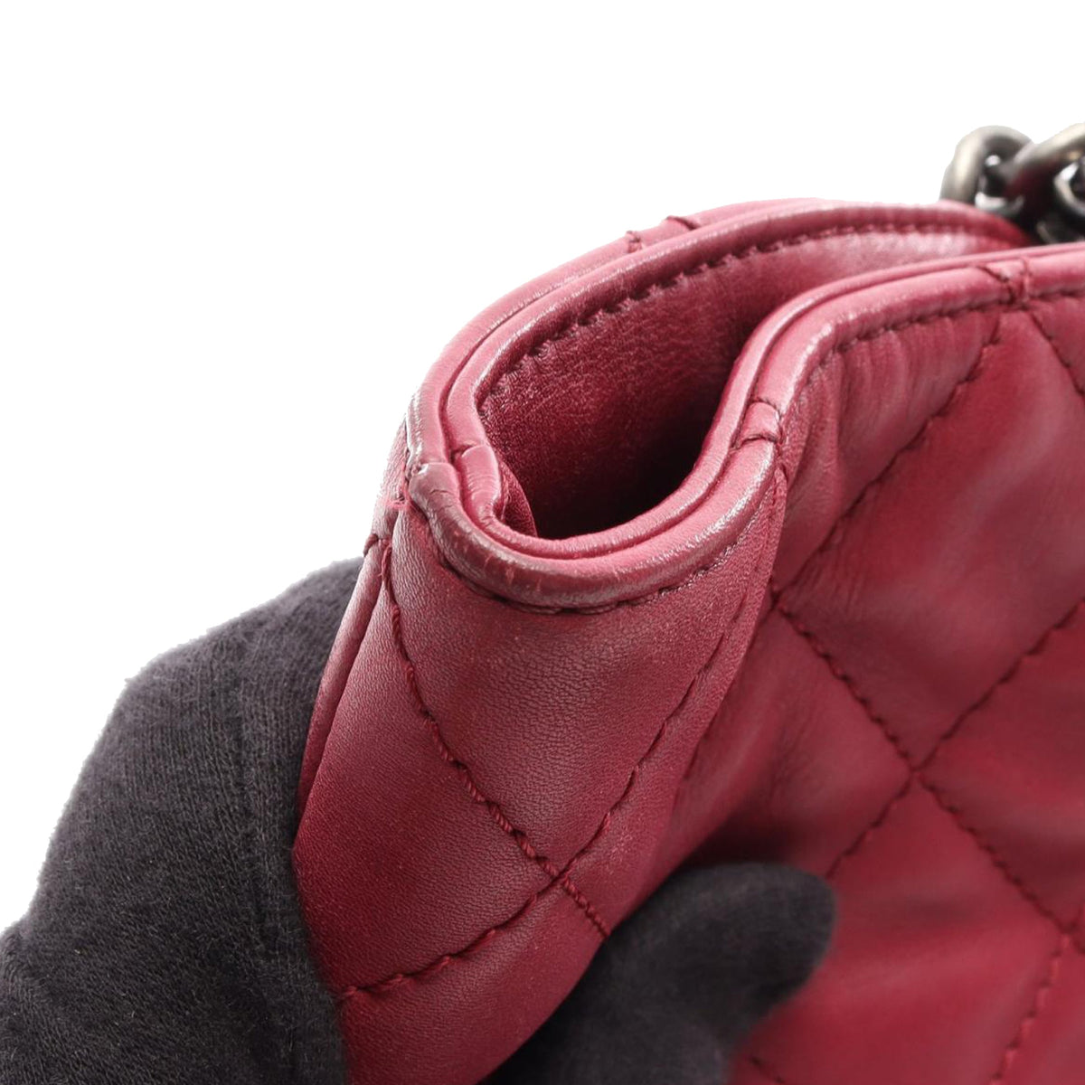Chanel Quilted Iridescent Calfskin Shopping in Chains Tote — Pink
