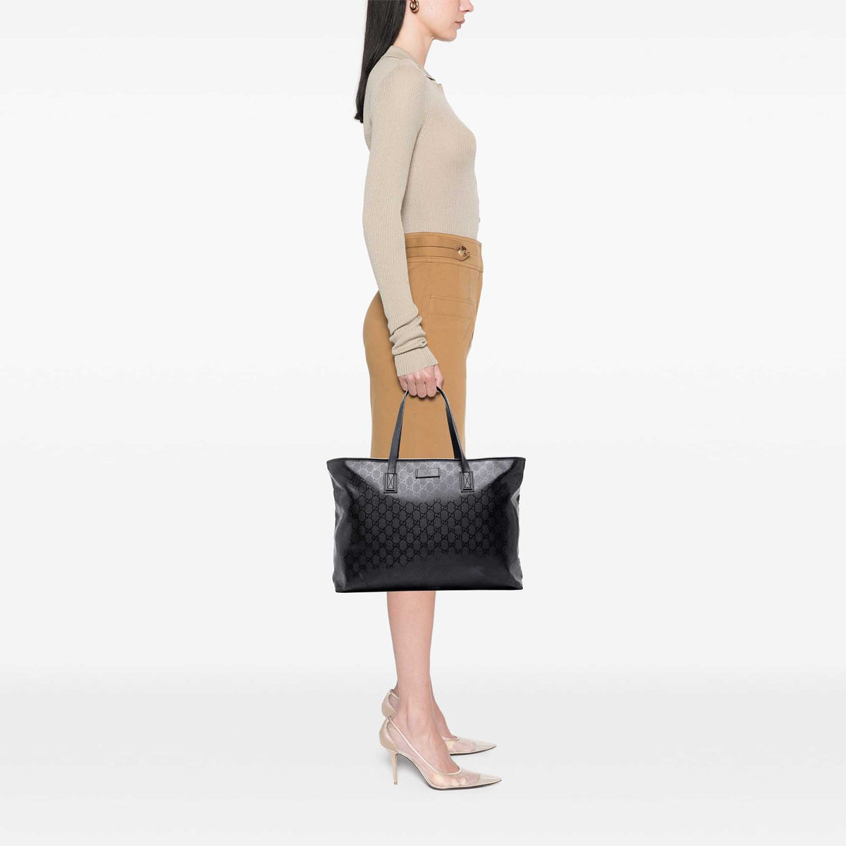 Gucci Large GG Imprime Tote — Black