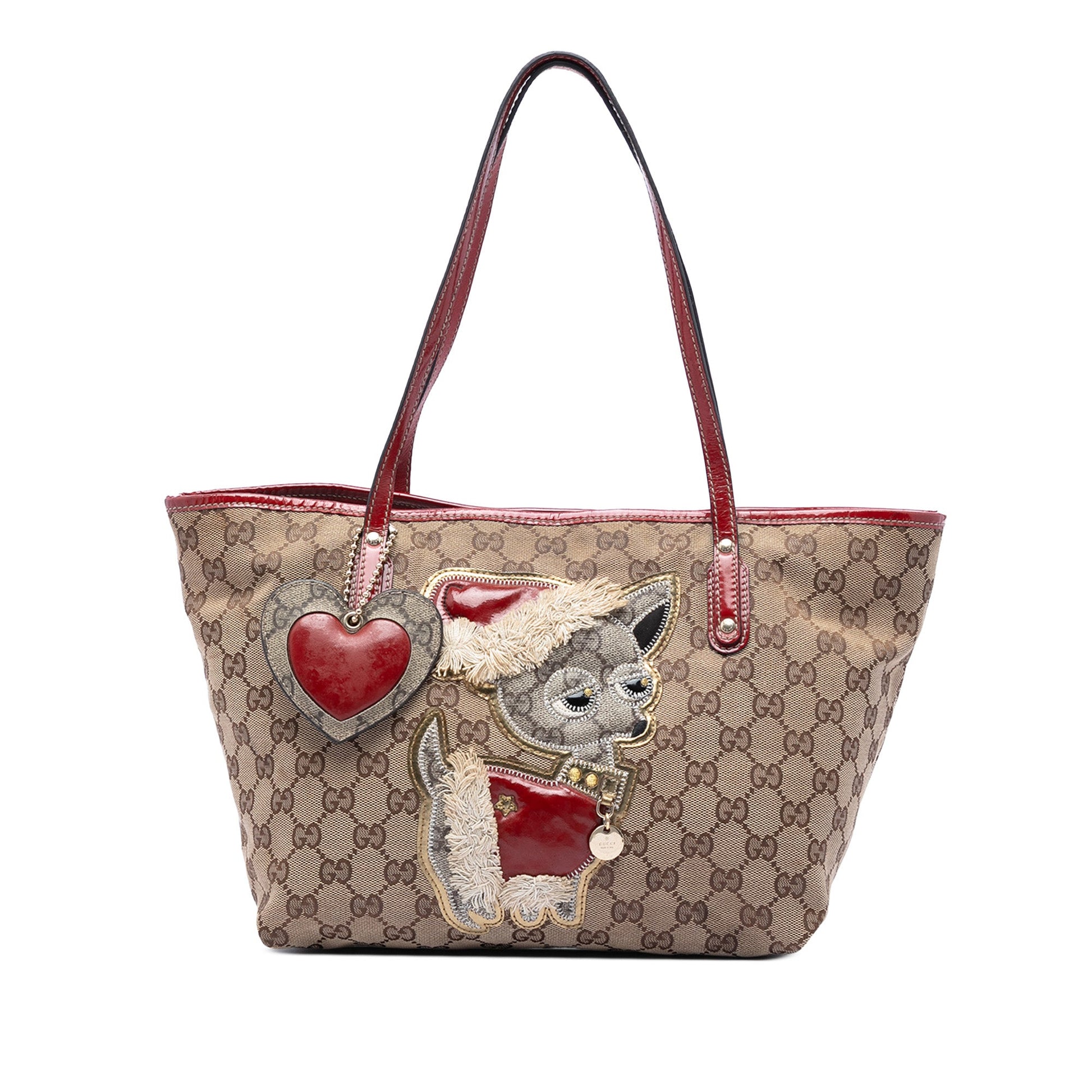 Gucci Small GG Canvas Brando Guccioli Holiday Chihuahua Tote