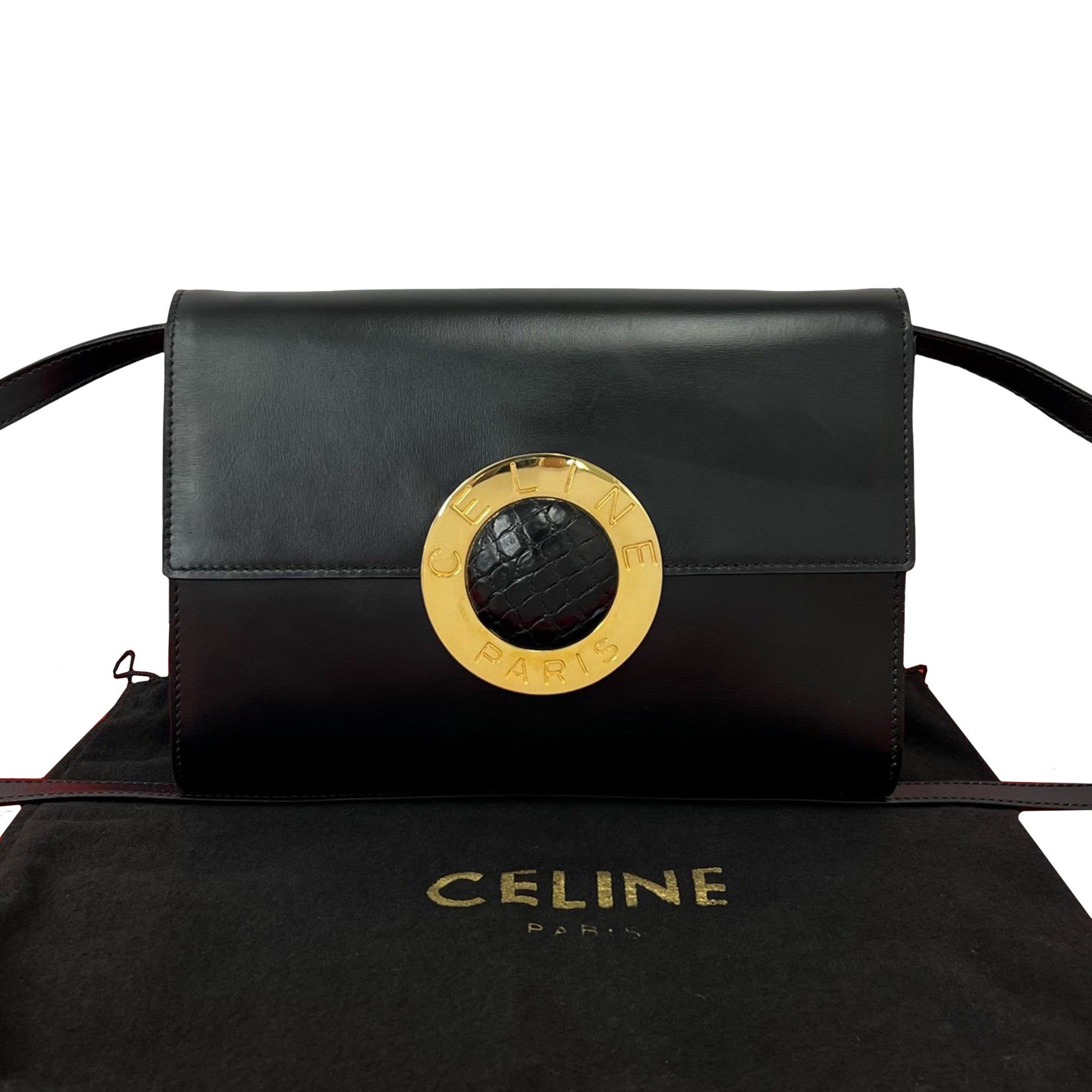 Celine Calfskin Circle Logo Crossbody