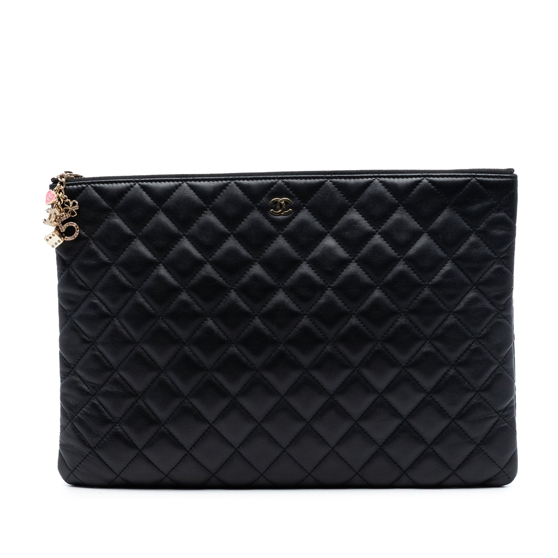 Chanel Large Quilted Lambskin Casino Charms O Case Clutch