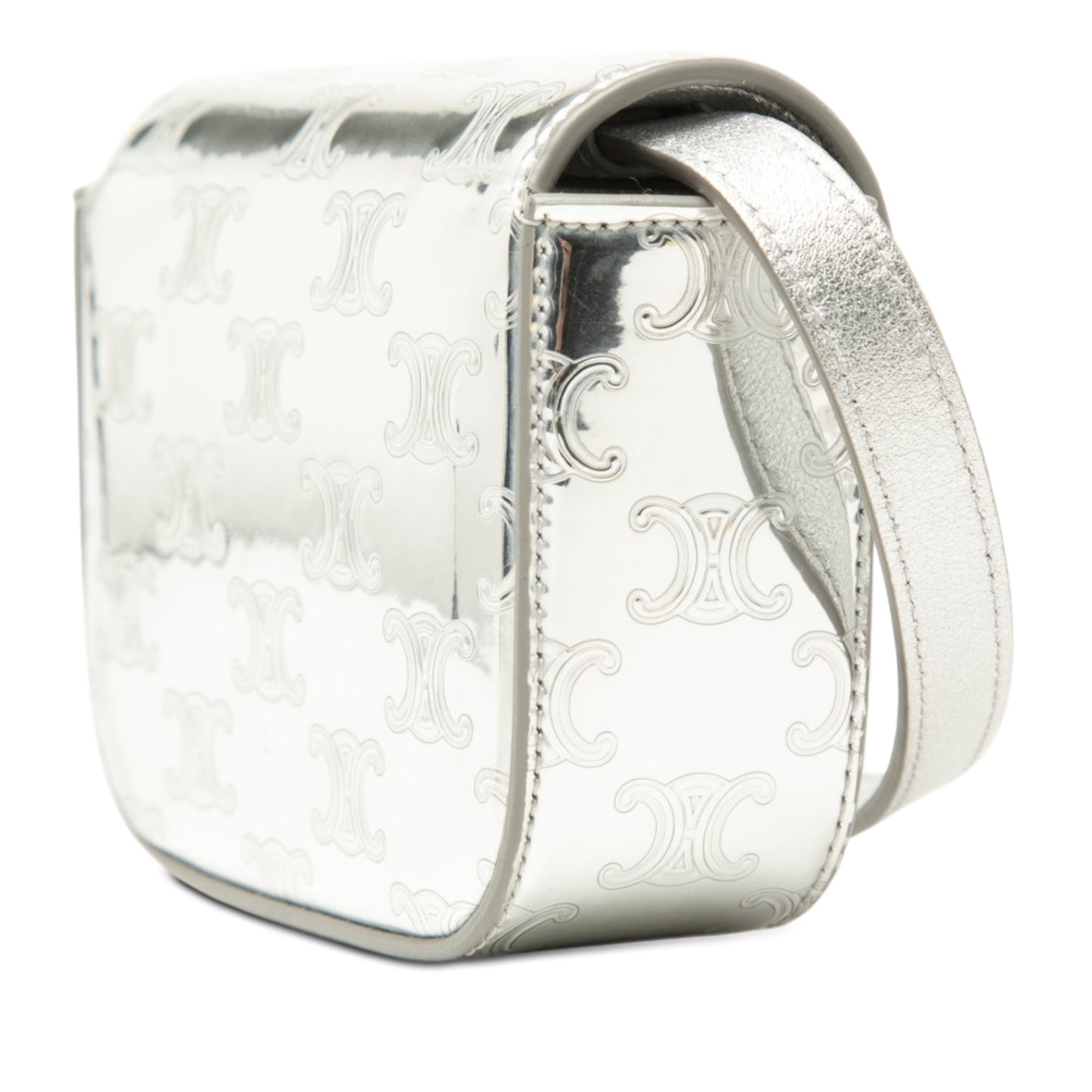 Celine Mini Triomphe Metallic Calfskin Claude Crossbody