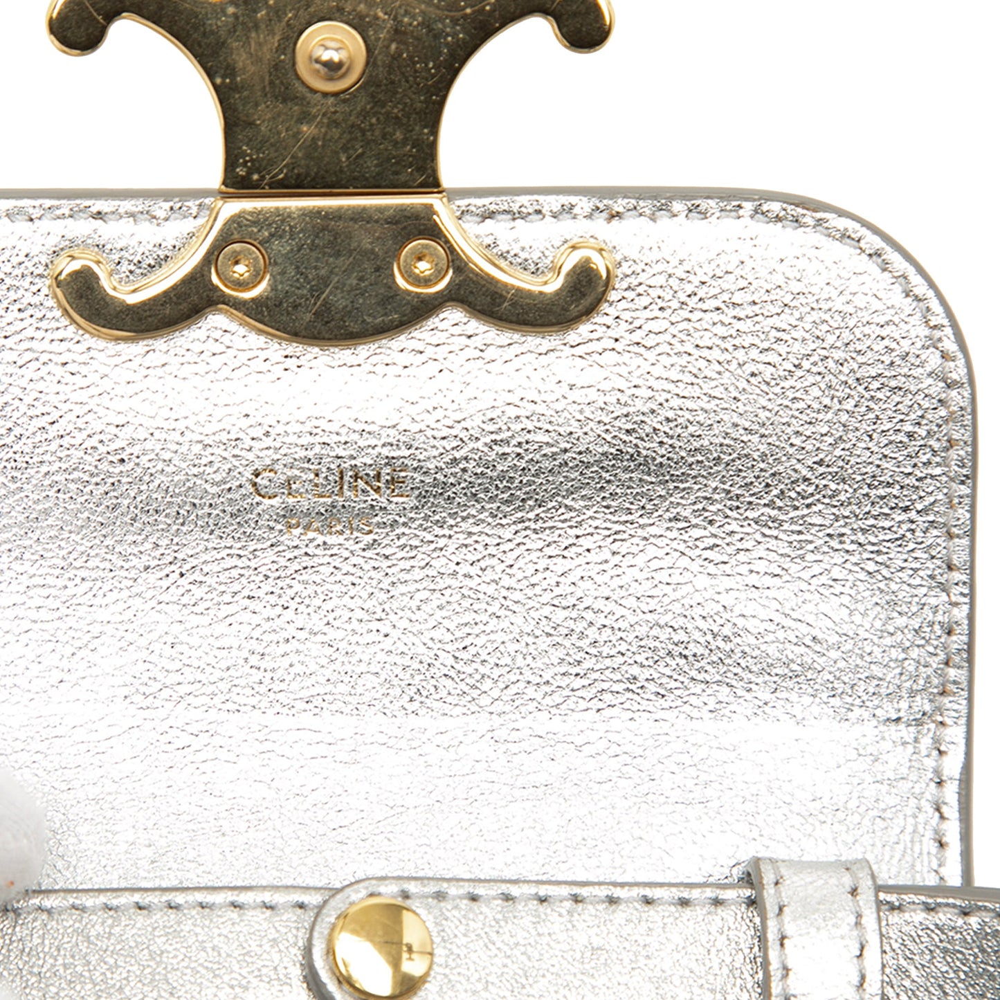 Celine Mini Triomphe Metallic Calfskin Claude Crossbody