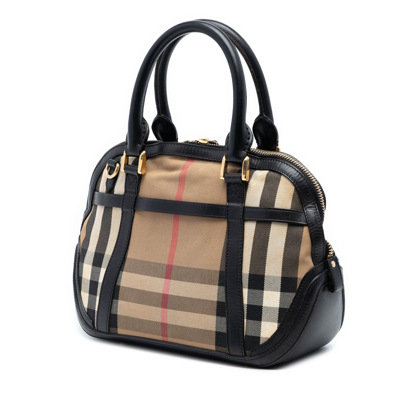 Burberry Small Leather Trimmed House Check Canvas Bridle Orchard Satchel