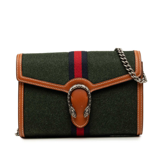 Gucci Wool Web Dionysus Wallet on Chain — Green