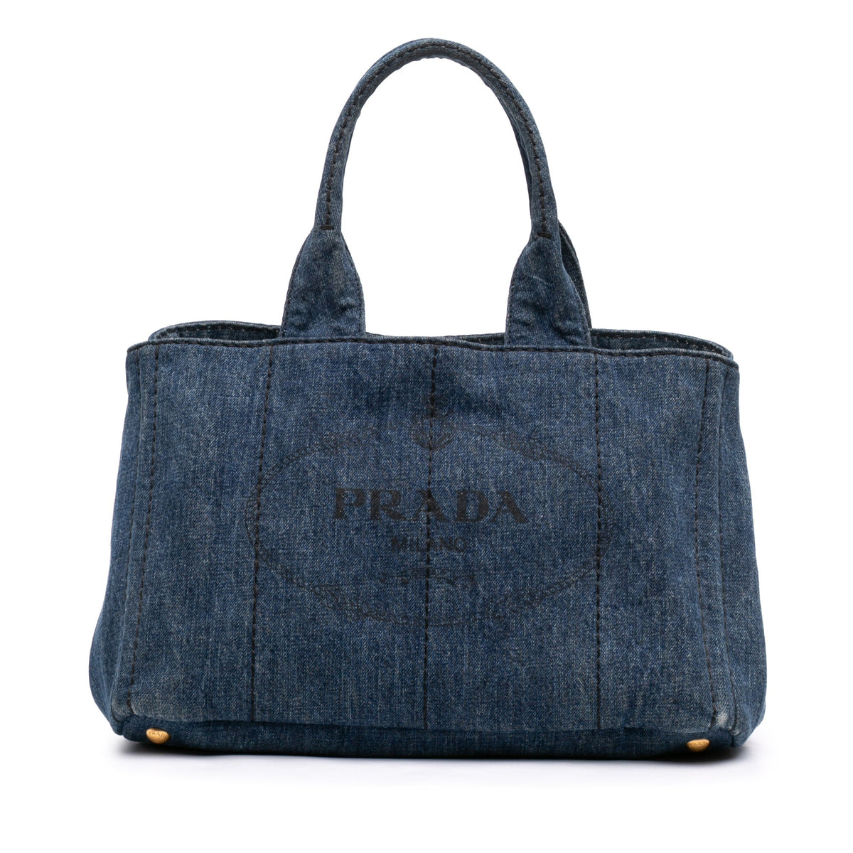 Prada Denim Canapa Logo Tote