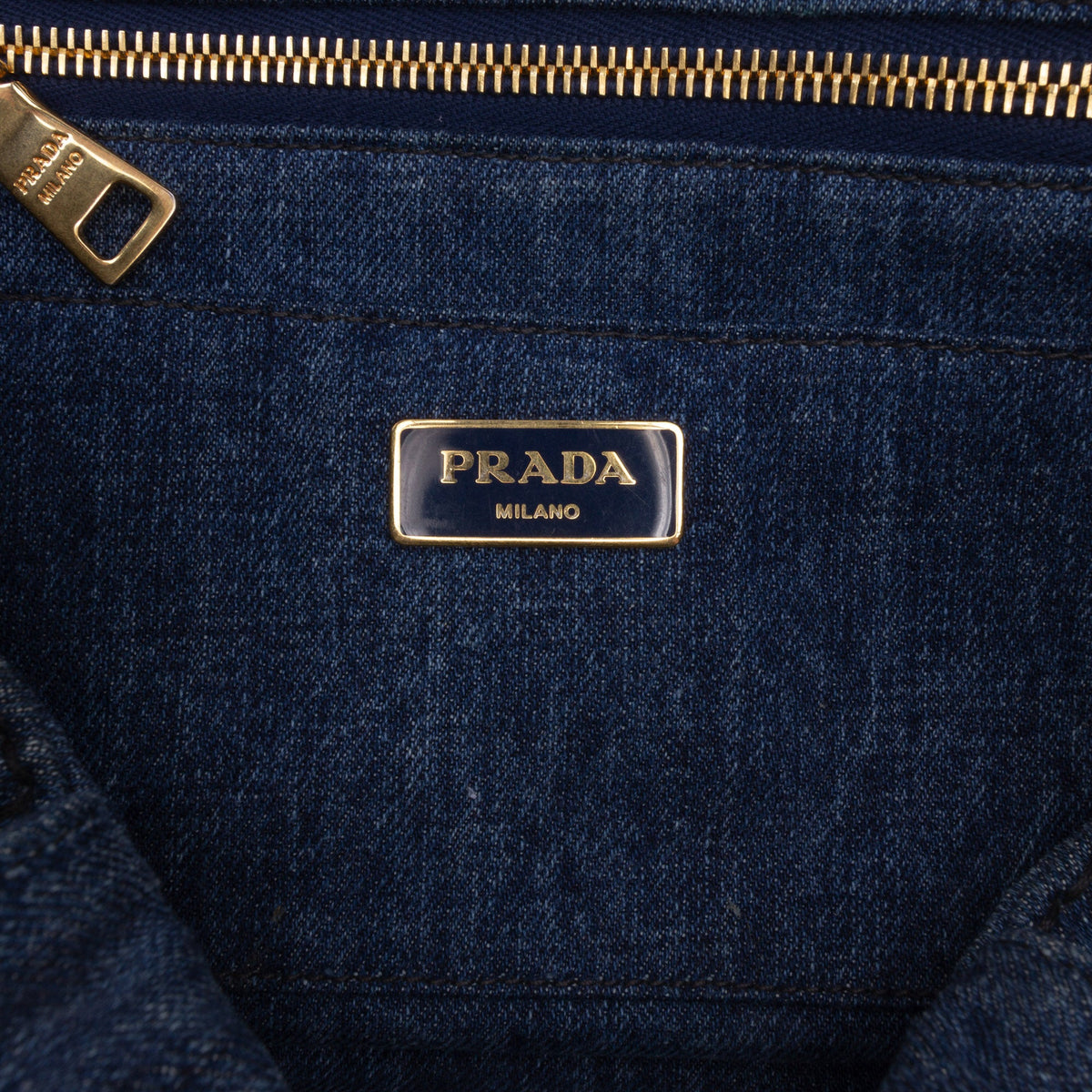 Prada Denim Canapa Logo Tote