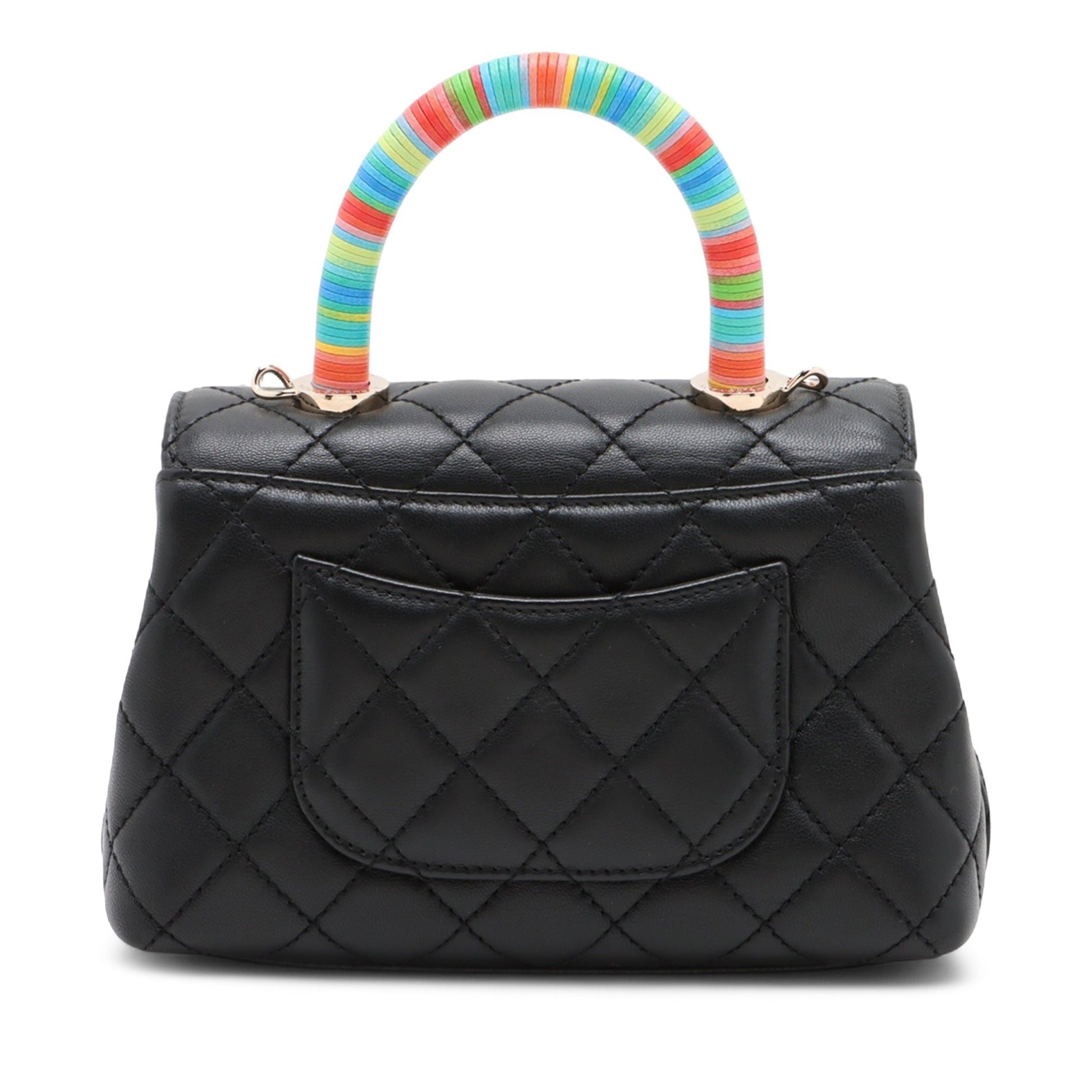 Chanel Extra Mini Quilted Lambskin Rainbow Coco Top Handle Bag