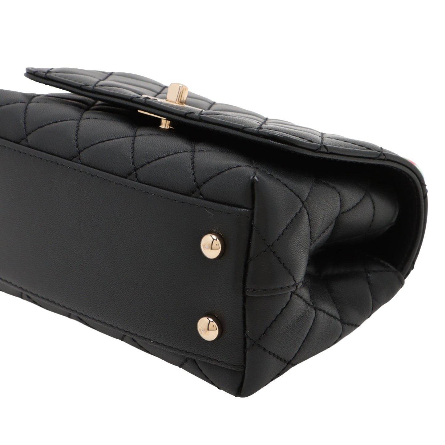 Chanel Extra Mini Quilted Lambskin Rainbow Coco Top Handle Bag