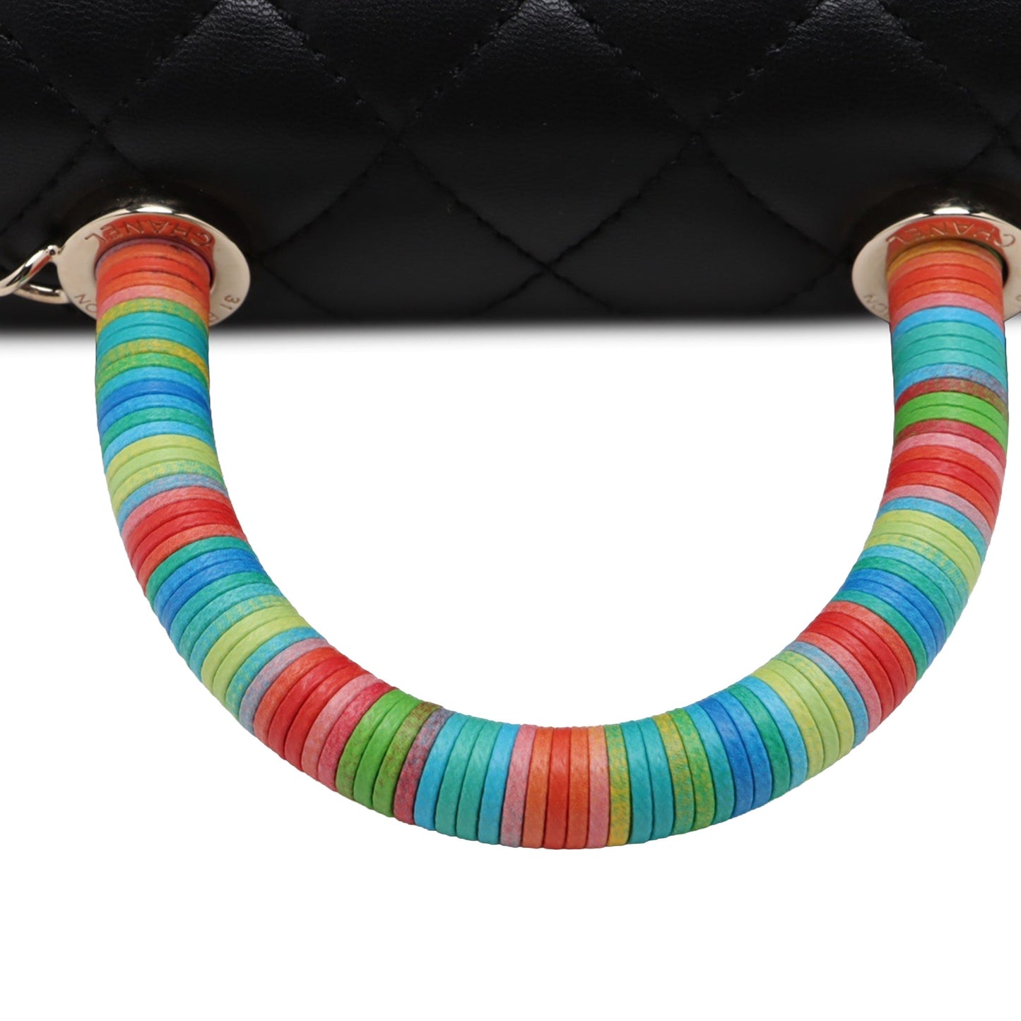 Chanel Extra Mini Quilted Lambskin Rainbow Coco Top Handle Bag