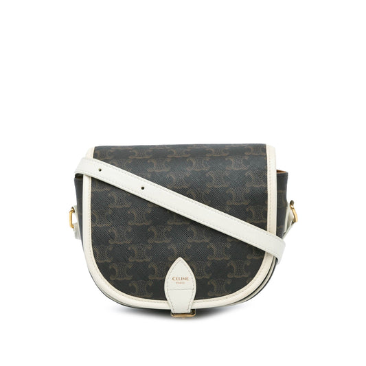 Celine Medium Triomphe Coated Canvas Folco Crossbody