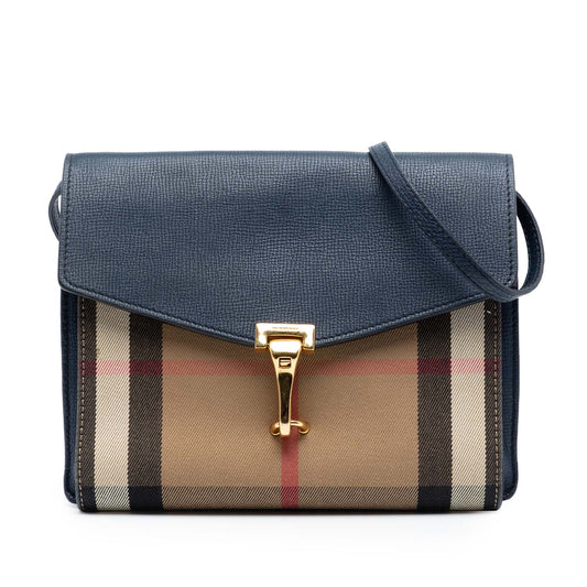 Burberry Small Leather and House Check Canvas Derby Macken Crossbody