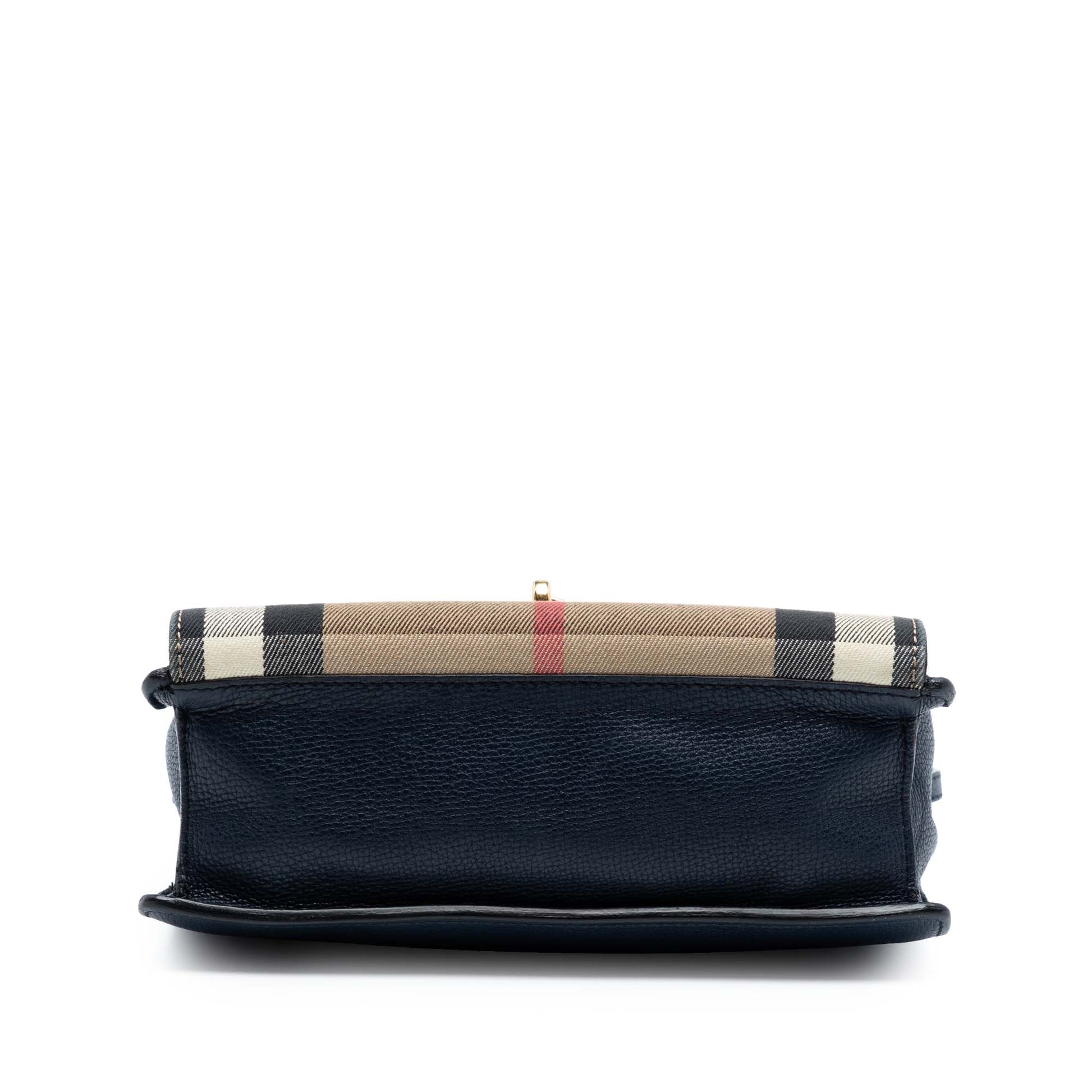 Burberry Small Leather and House Check Canvas Derby Macken Crossbody