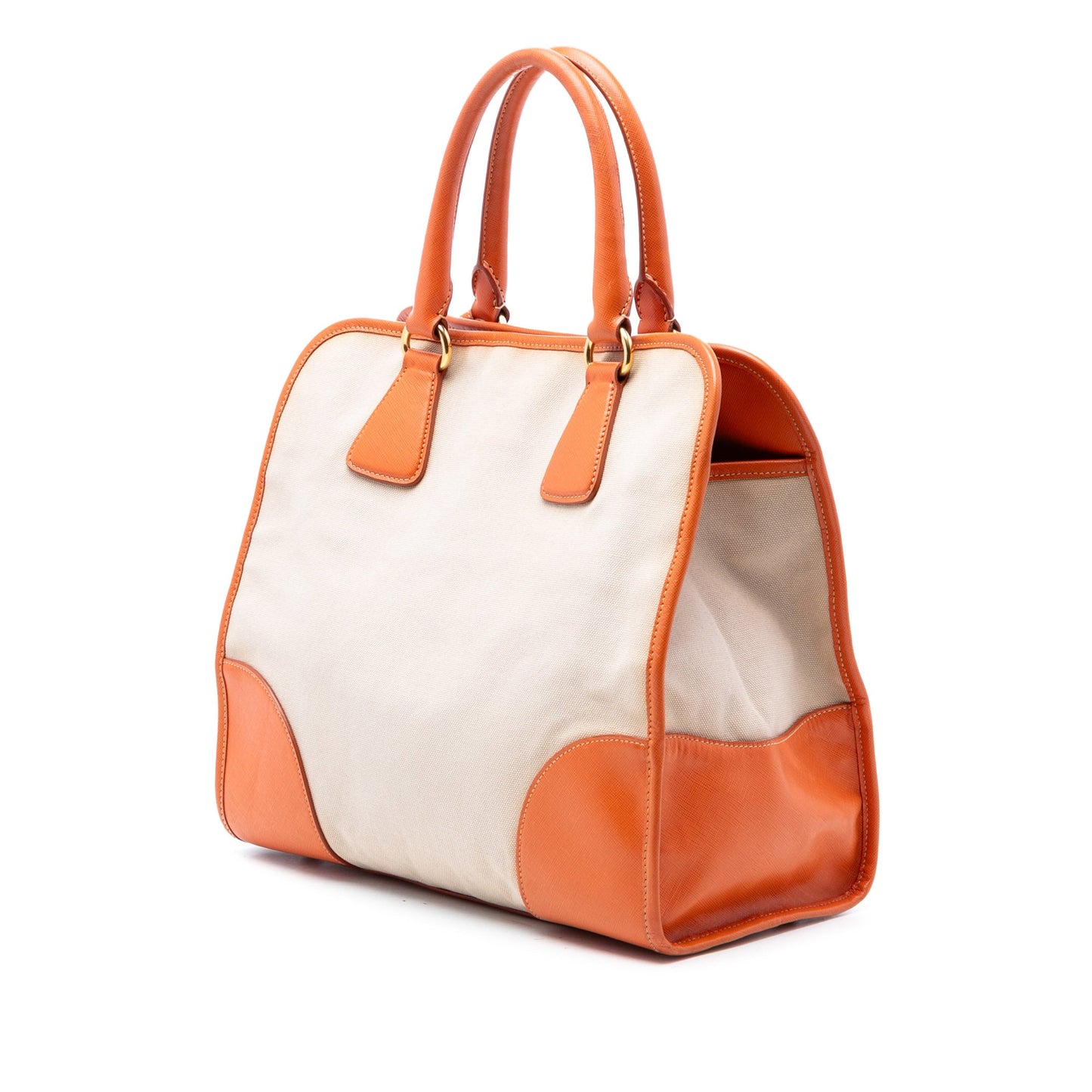Saffiano Trimmed Canvas Canapa Satchel