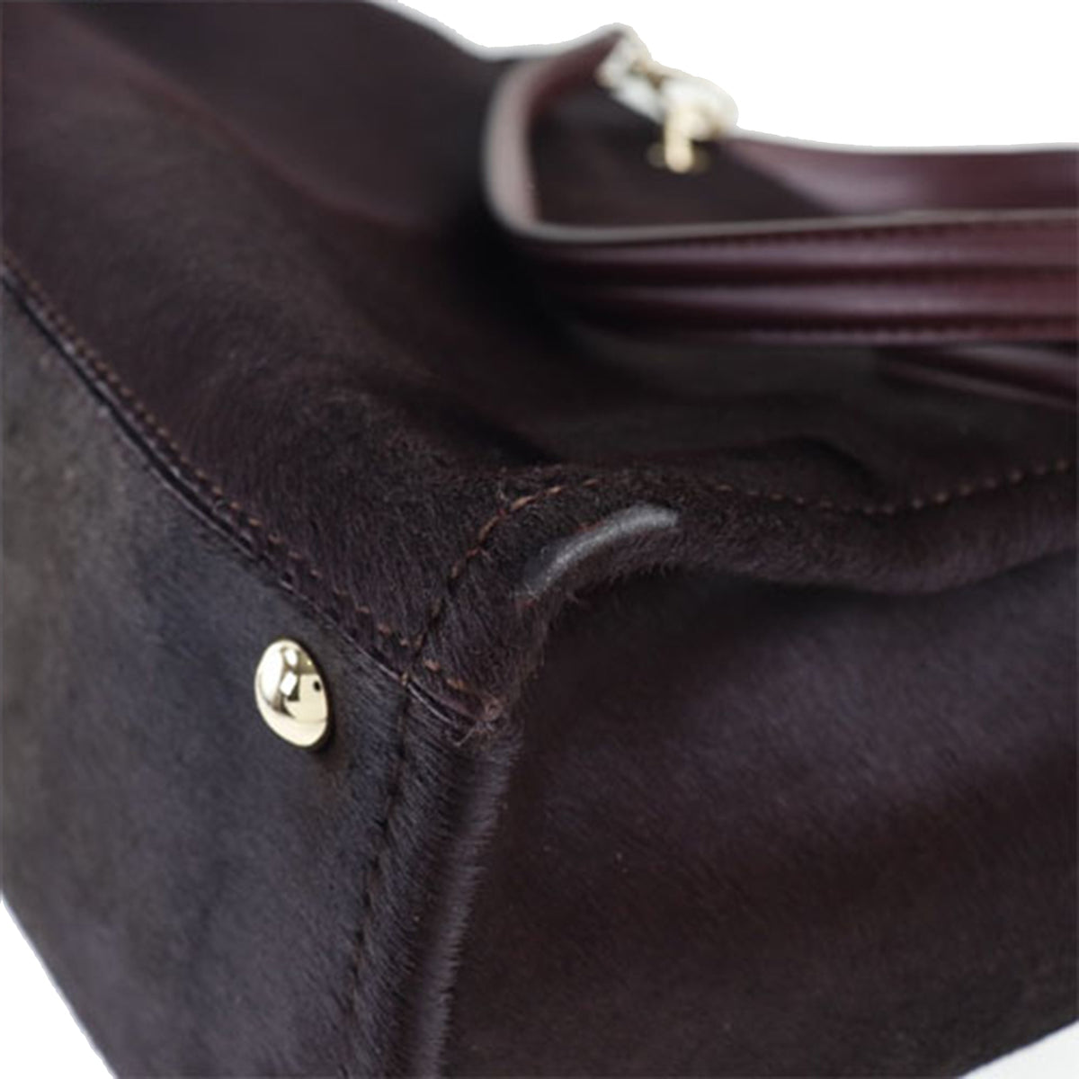 Ferragamo Pony Hair Gancini Satchel — Brown