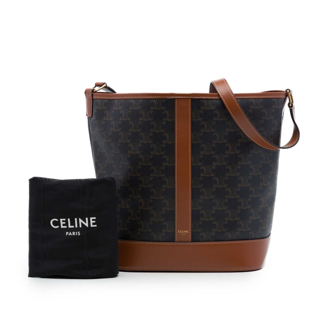 Celine Medium Triomphe Coated Canvas Bucket Bag