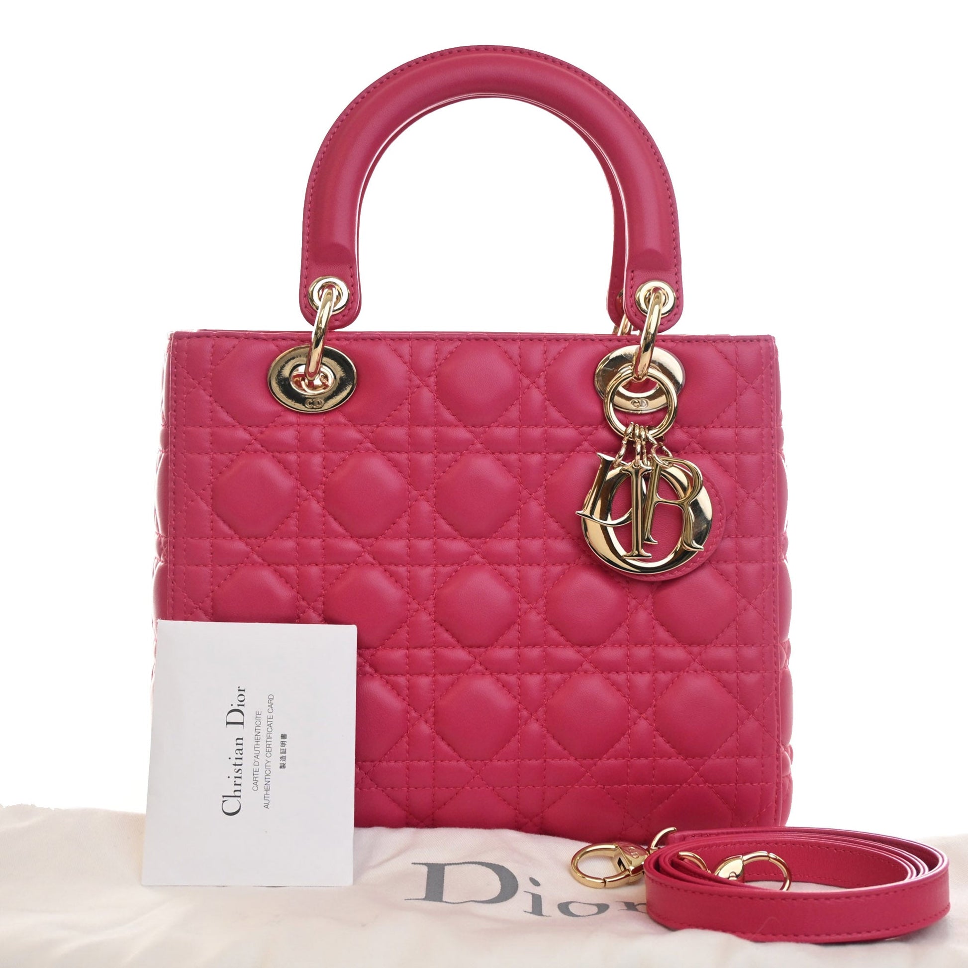 Dior Medium Lambskin Cannage Lady Dior
