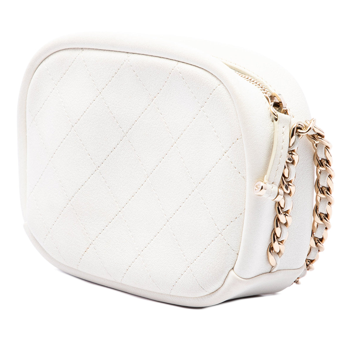 Chanel Small Quilted Goatskin Casual Trip Camera Bag — White