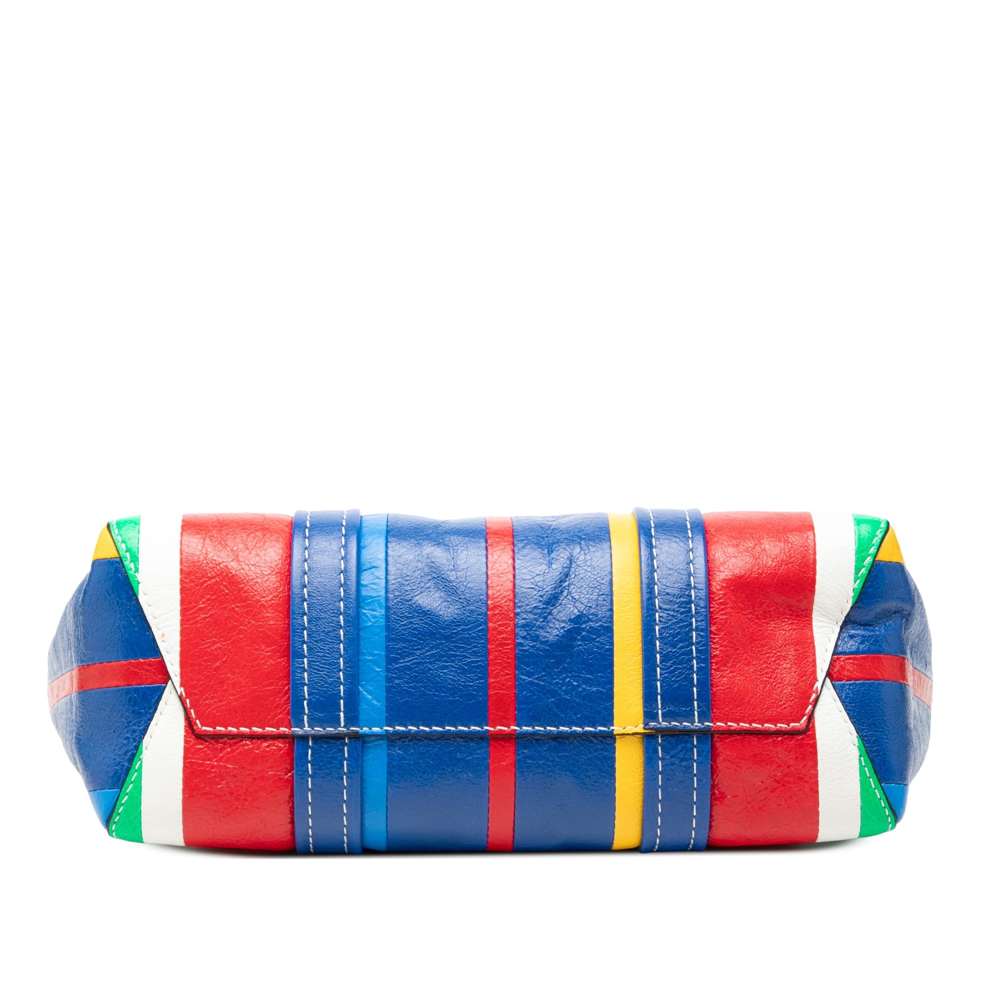 Balenciaga Small Lambskin Striped Barbes East West Shopper Tote