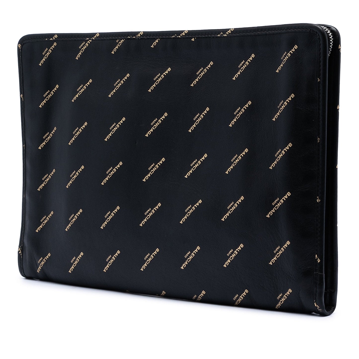 Balenciaga Lambskin Allover Logo Zip Pouch