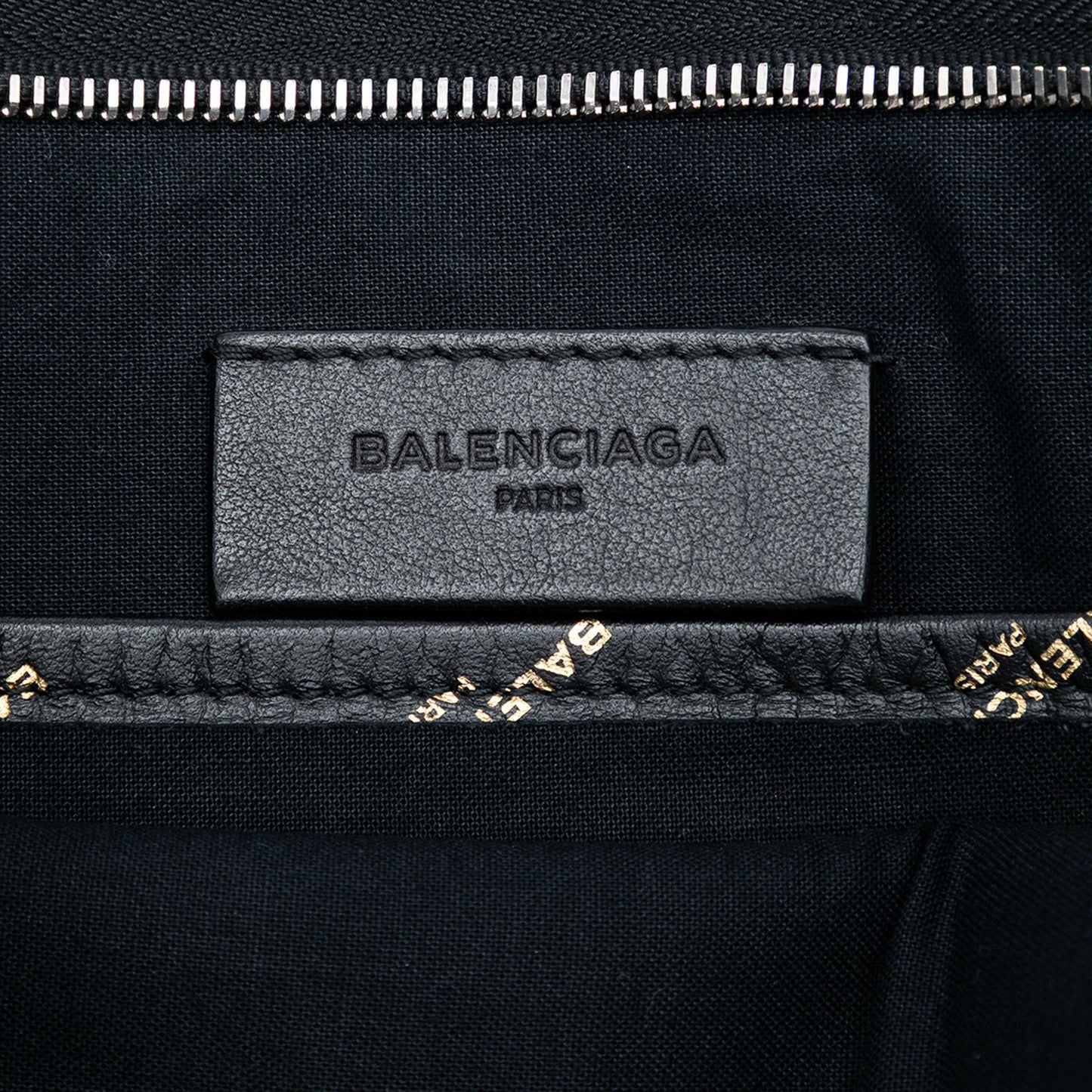 Balenciaga Lambskin Allover Logo Zip Pouch