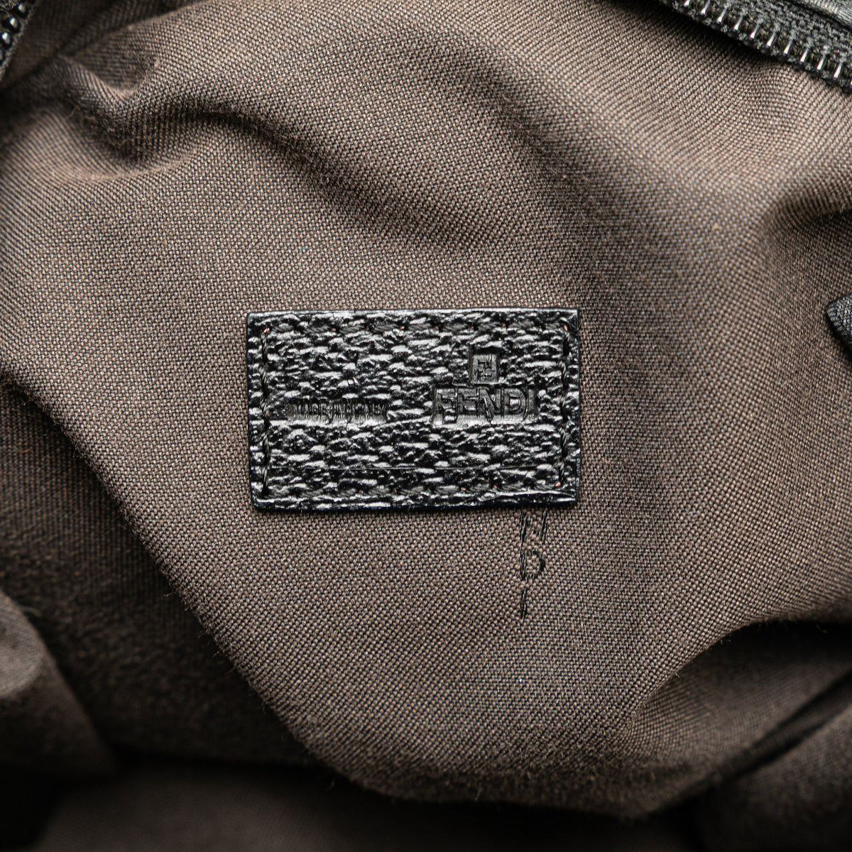 Fendi Zucca Nylon Zip Code Handbag — Black