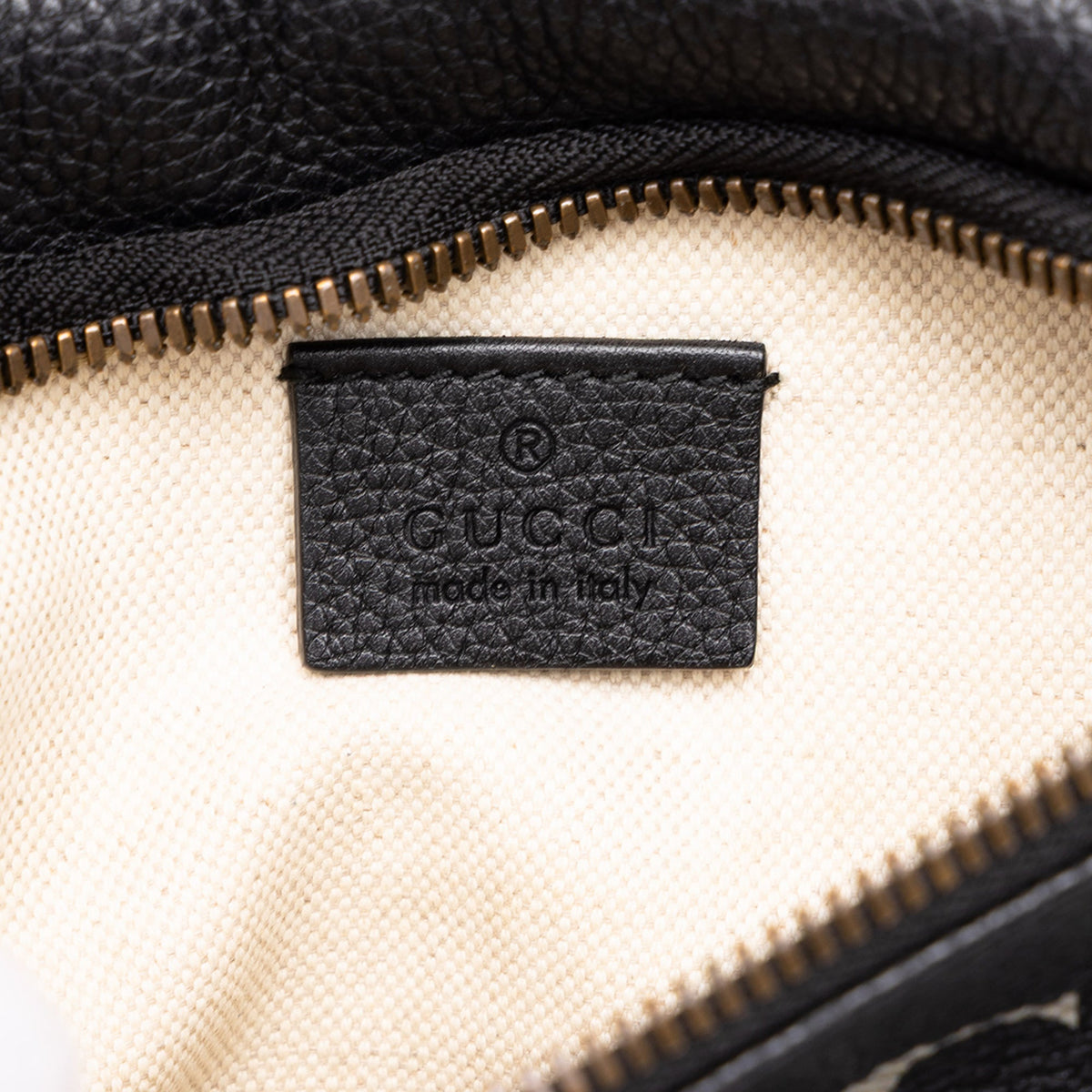 Gucci Small Grained Calfskin Web Logo Belt Bag — Black