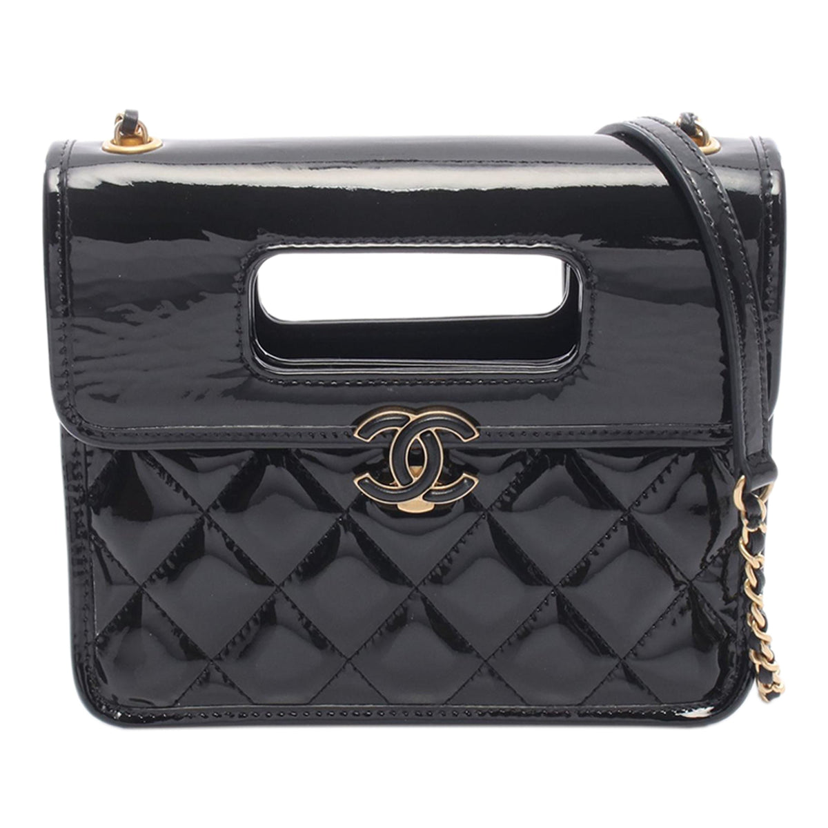 Chanel Mini Quilted Patent Graphic Catch Flap