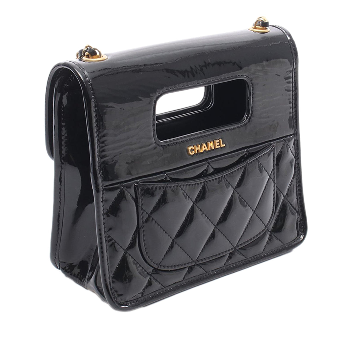 Chanel Mini Quilted Patent Graphic Catch Flap