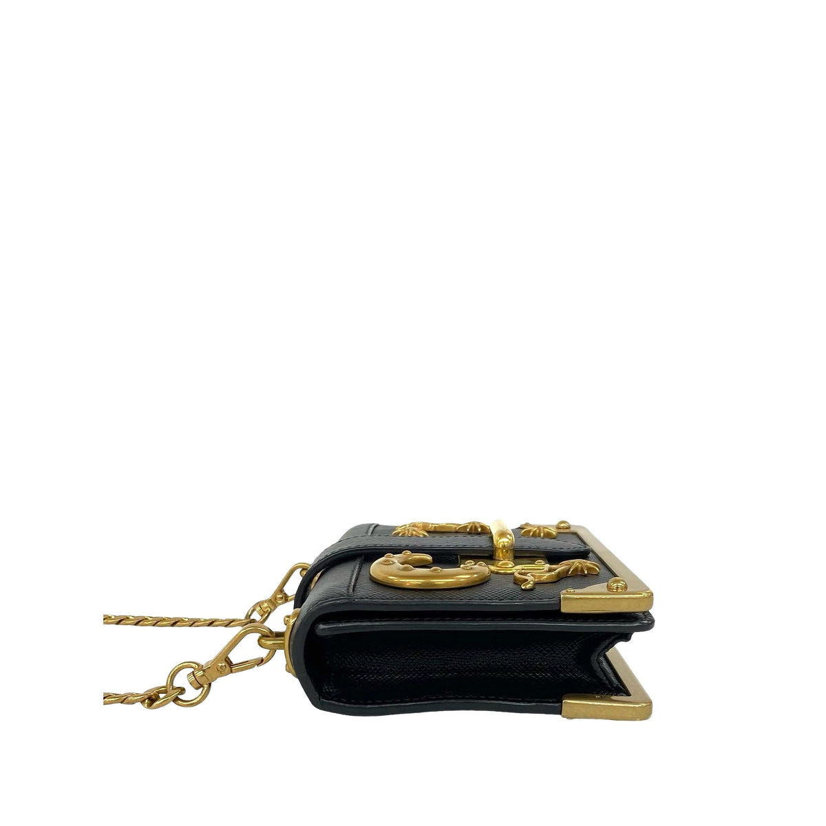 Prada Micro Saffiano Astrology Cahier Crossbody — Black