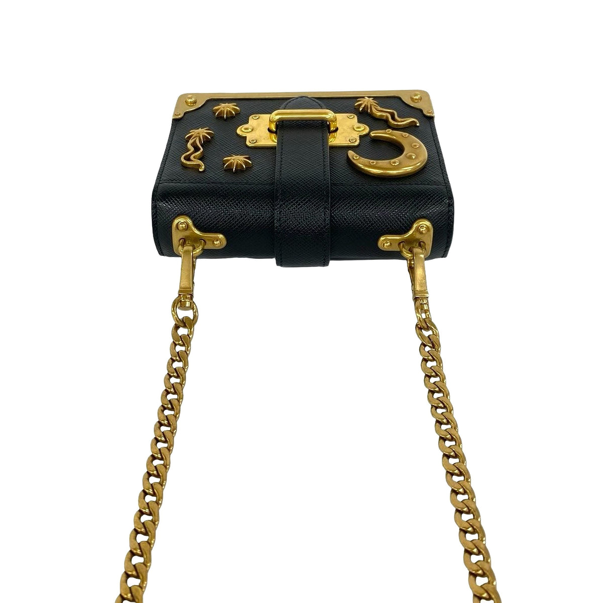 Prada Micro Saffiano Astrology Cahier Crossbody — Black