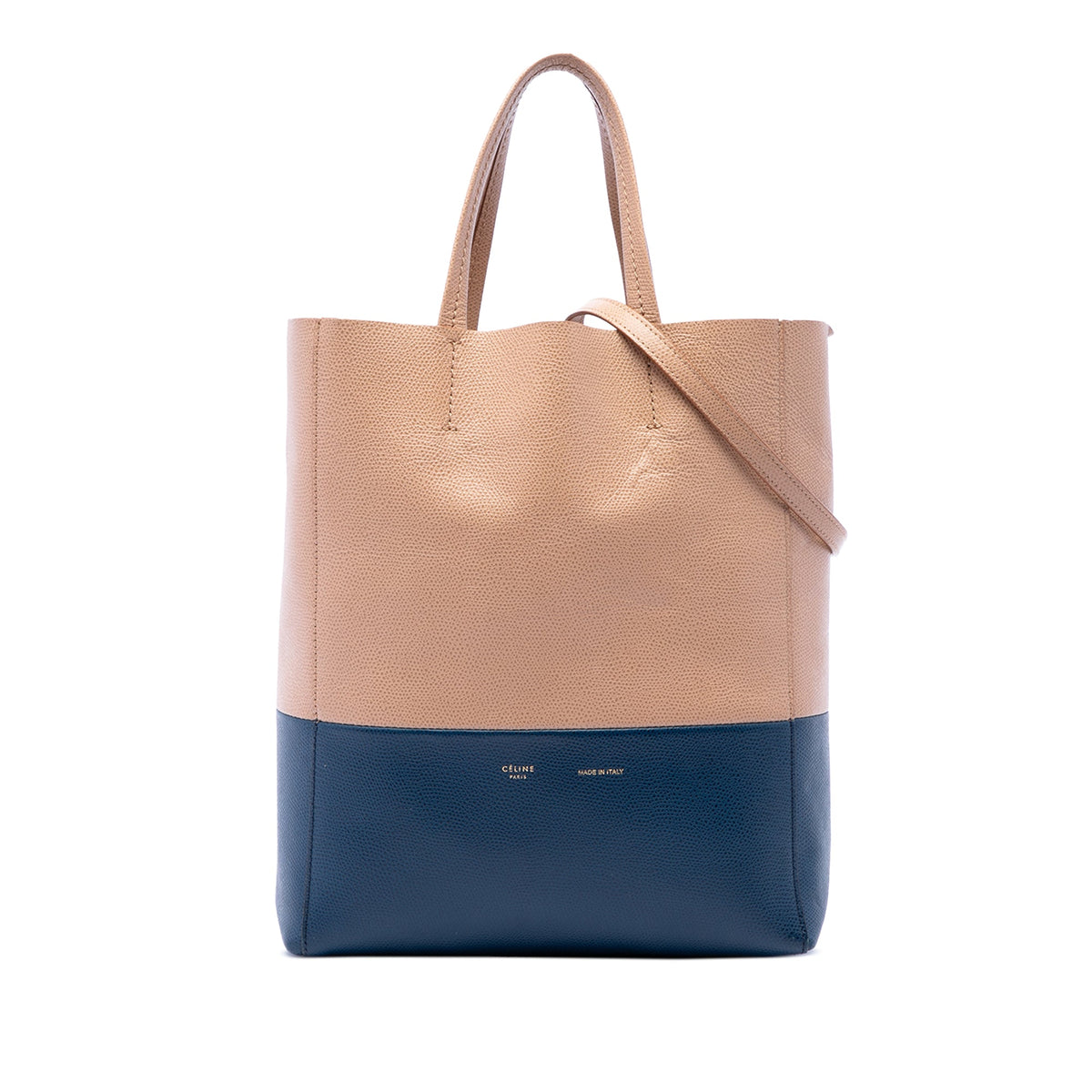 Celine Small Bicolor Grained Calfskin Vertical Cabas Tote