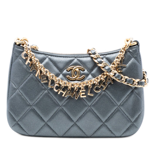 Chanel CC Quilted Metallic Lambskin Logo Chain Satchel