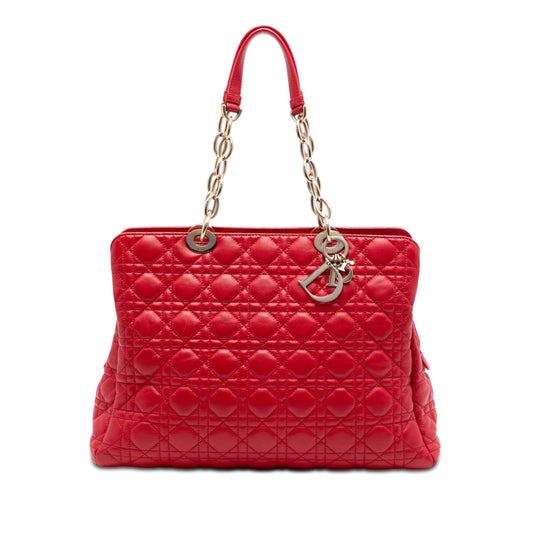 Dior Large Lambskin Cannage Soft Zipped Lady Dior Shopping Tote