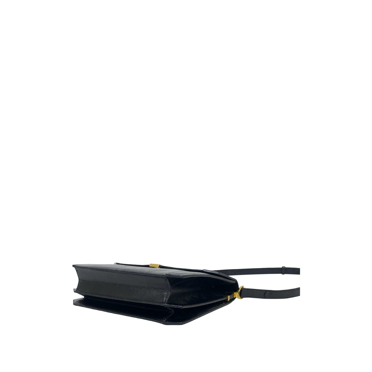 Saint Laurent Embossed Lizard Leather Crossbody — Black