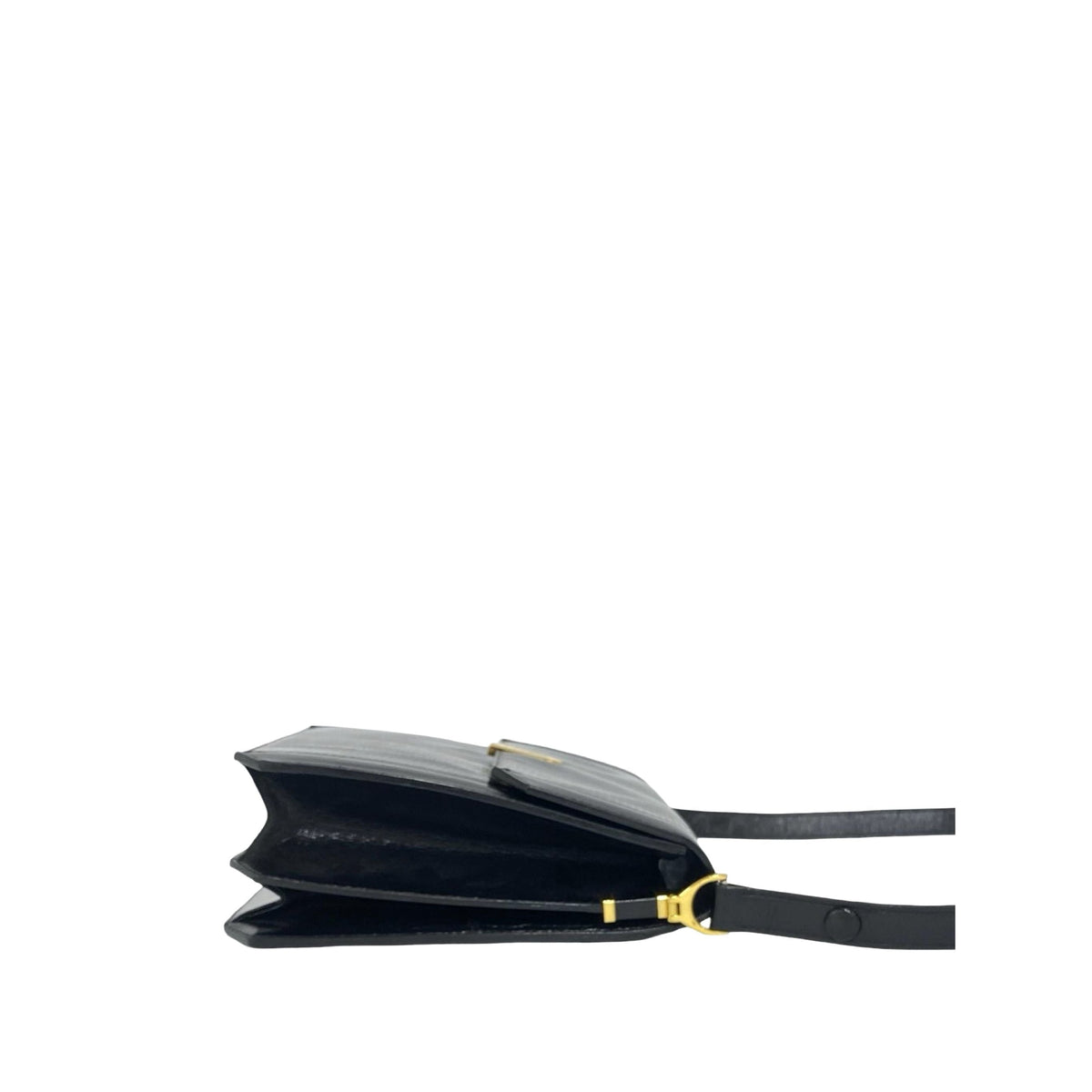 Saint Laurent Embossed Lizard Leather Crossbody — Black