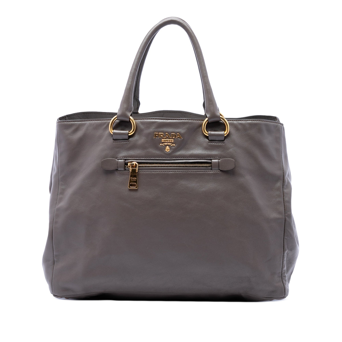 Prada Soft Calf Front Zip Open Convertible Tote