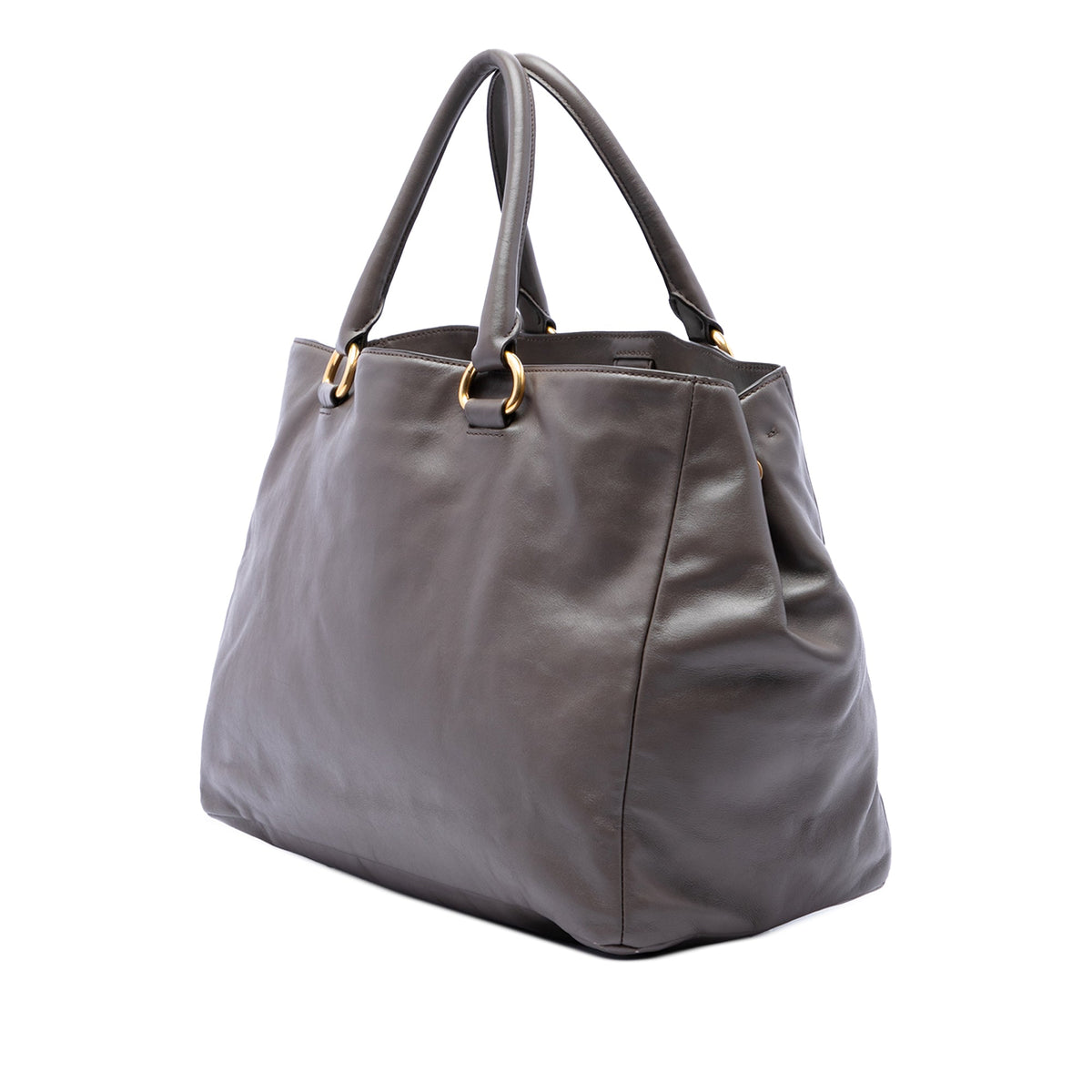 Prada Soft Calf Front Zip Open Convertible Tote