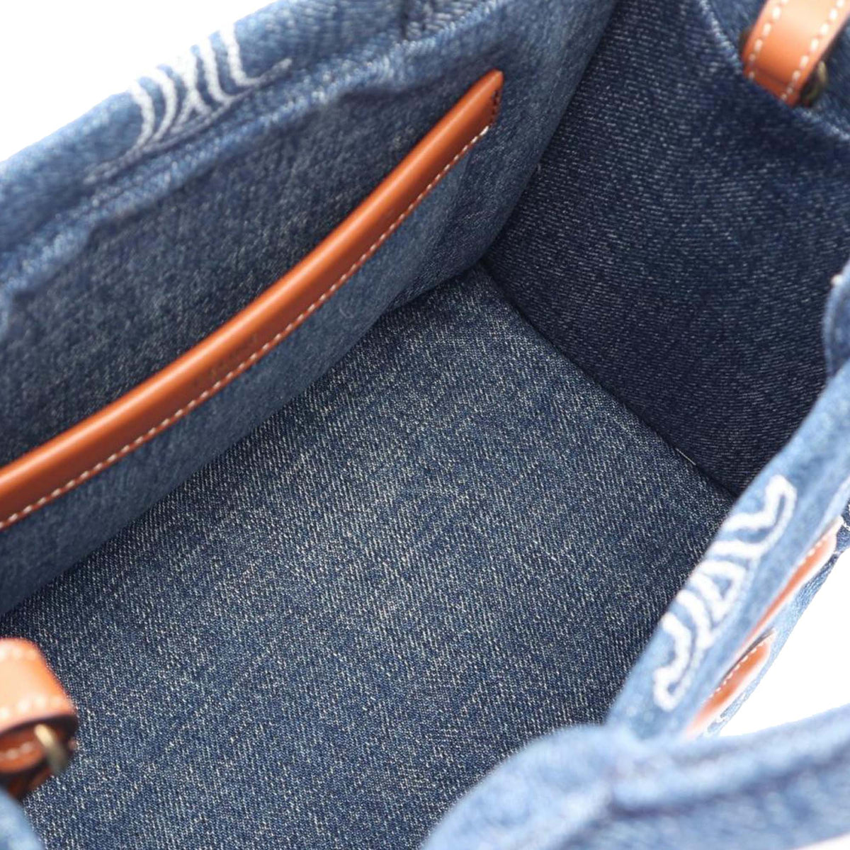 Celine Small Denim Triomphe Cabas Thais Tote — Blue