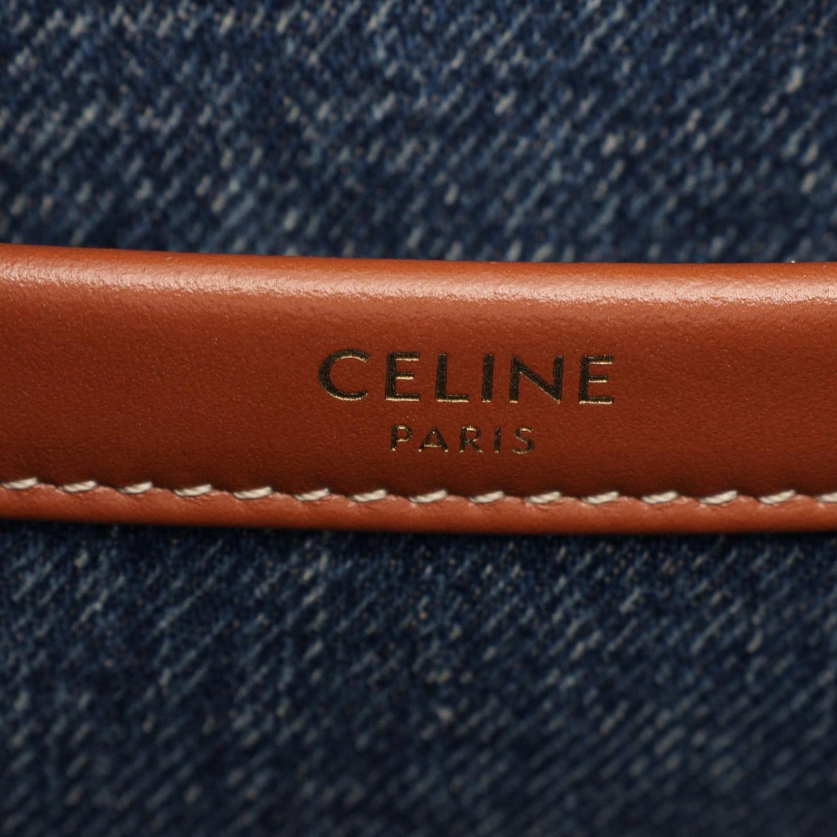 Celine Small Denim Triomphe Cabas Thais Tote — Blue