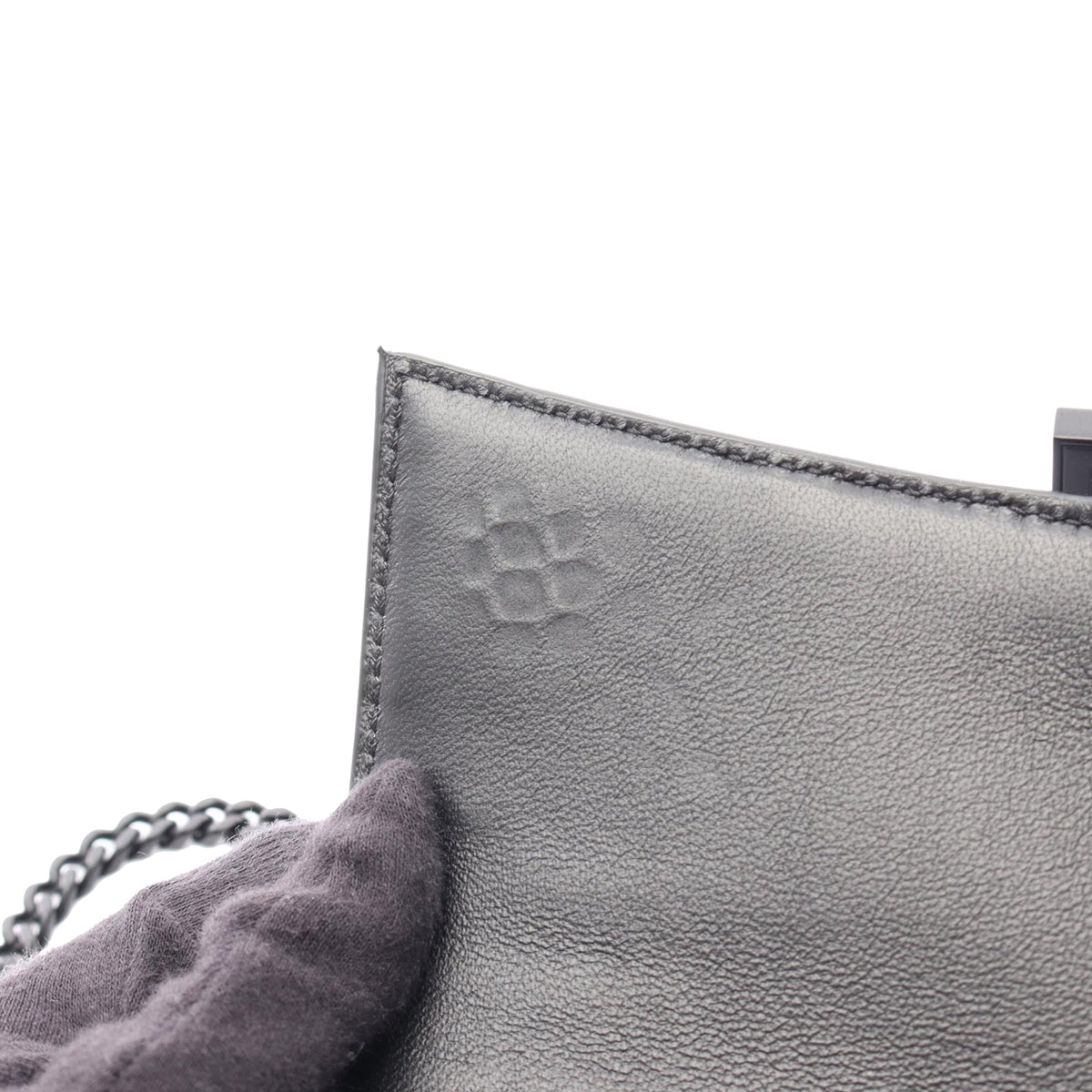 Balenciaga Shiny Calfskin Crocodile Embossed Hourglass Wallet On Chain